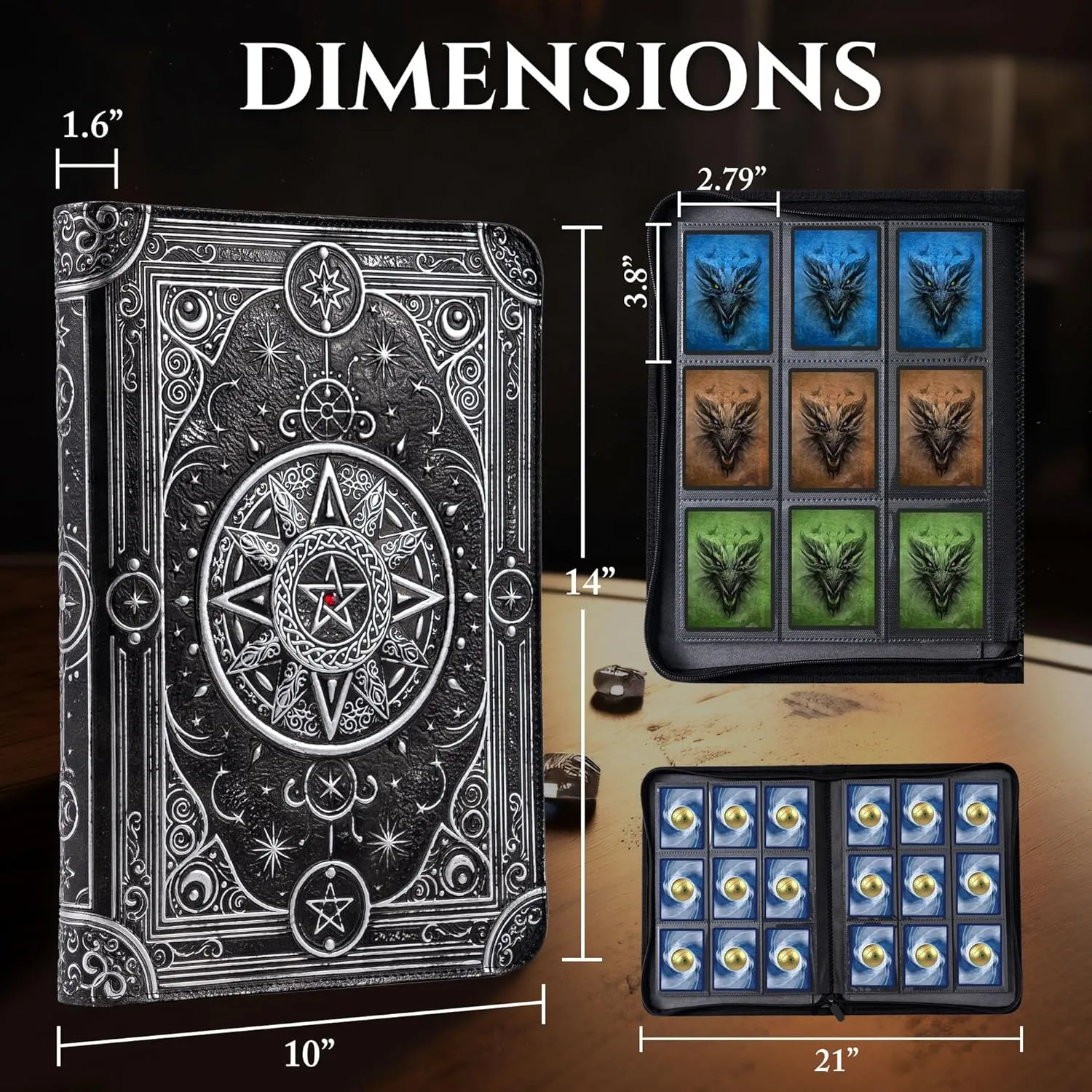 Star Mage Trading Card Binder - 9 Pocket Ringless TCG Binder - Premium Faux-Leather - 432 Side-Loading Pockets - Perfect Storage Holder for MTG, and Many TCG & Trading Card Collections (Red Jewel)