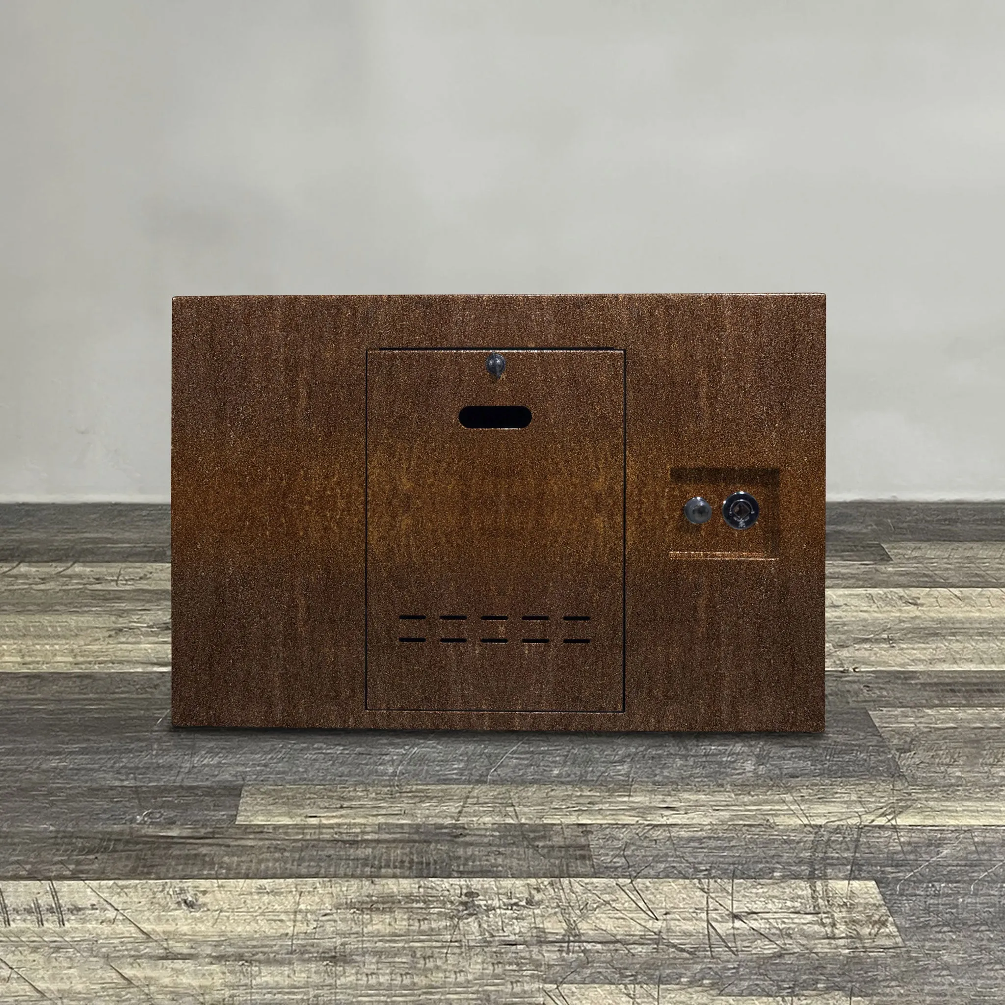 Starfire Designs Metal Gravity 36" Square Corten Steel Gas Fire Pit with Propane Tank Access Door