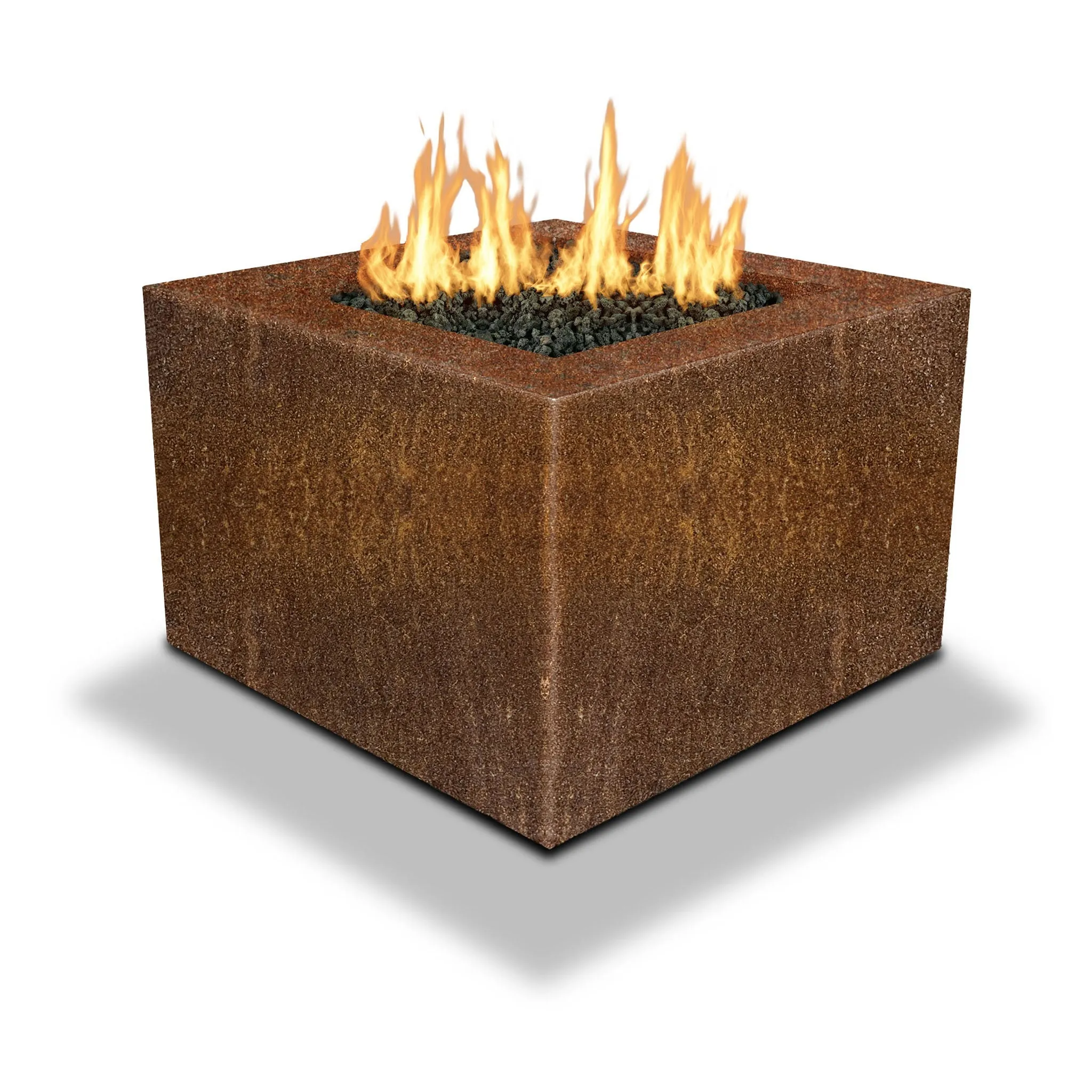 Starfire Designs Metal Gravity 36" Square Corten Steel Gas Fire Pit with Propane Tank Access Door