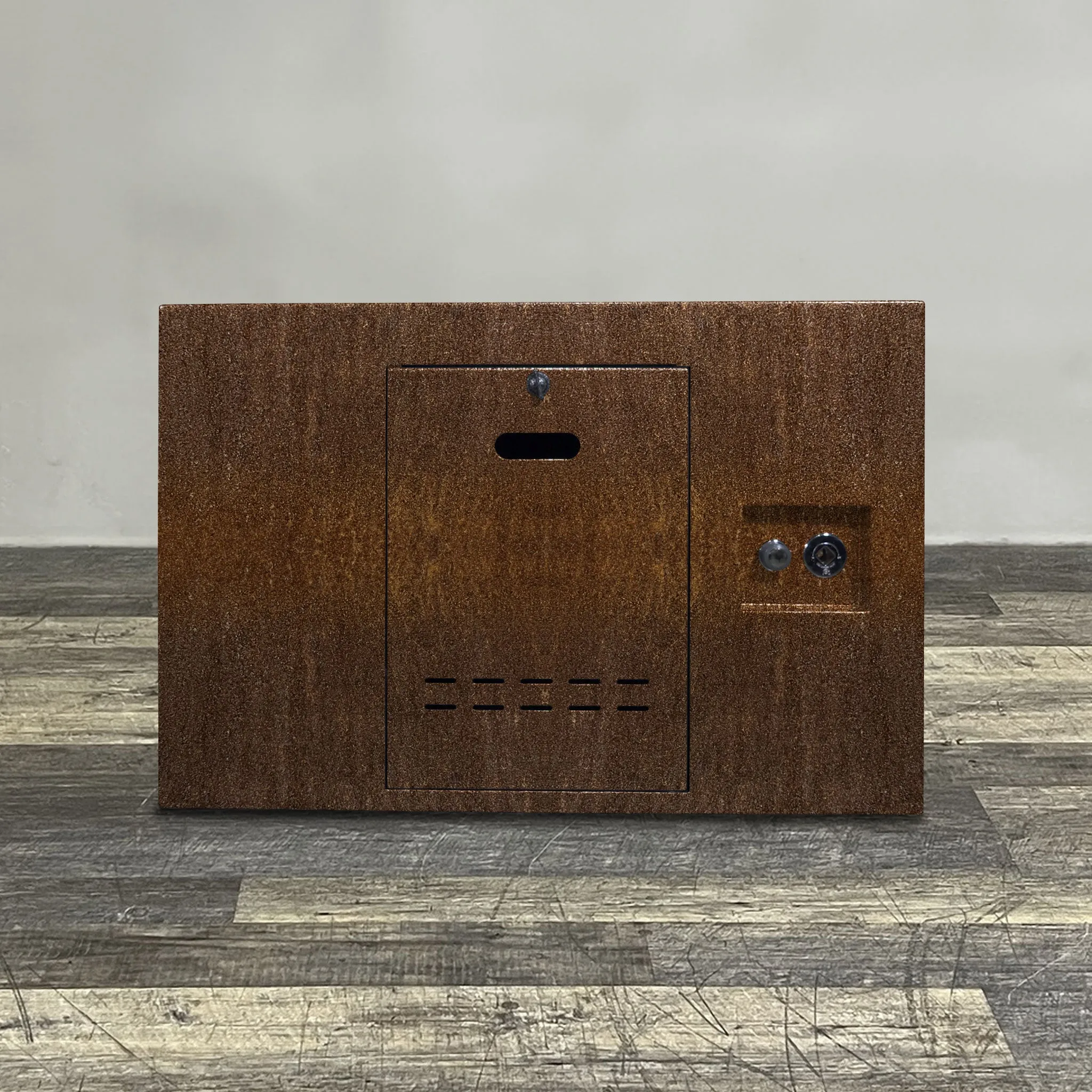 Starfire Designs Metal Gravity 45" Square Corten Steel Gas Fire Pit with Propane Tank Access Door