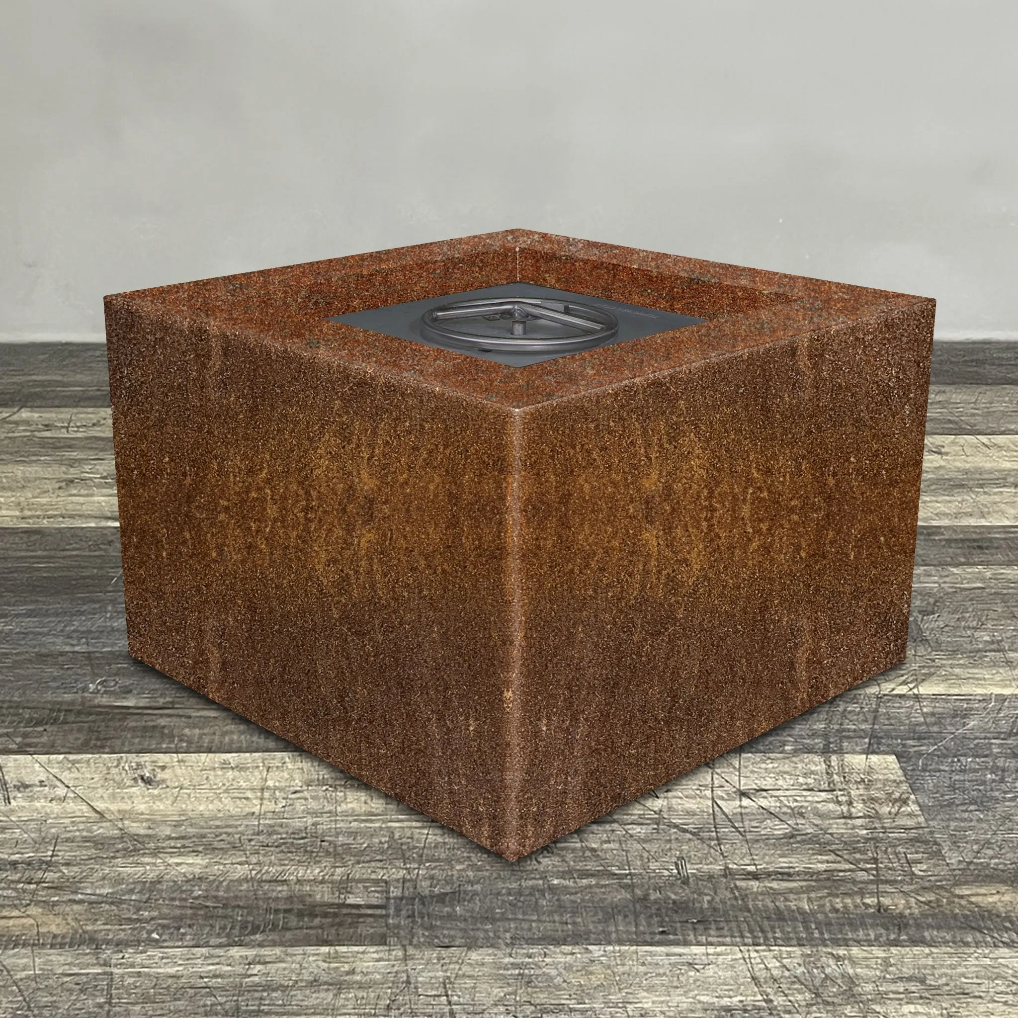 Starfire Designs Metal Gravity 45" Square Corten Steel Gas Fire Pit with Propane Tank Access Door