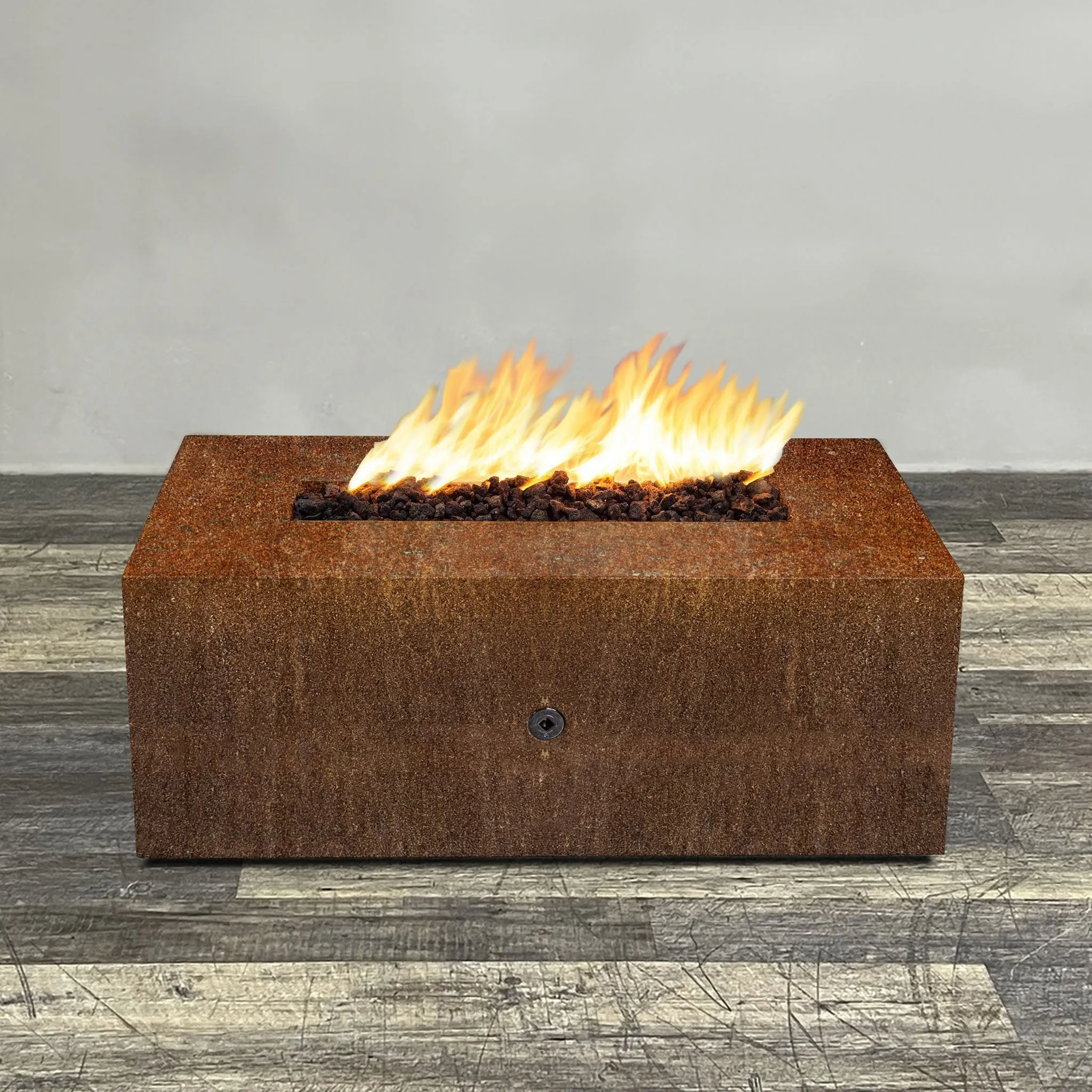 Starfire Designs Metal Gravity 48" x 24" Linear Corten Steel Gas Fire Pit with Propane Tank Access Door