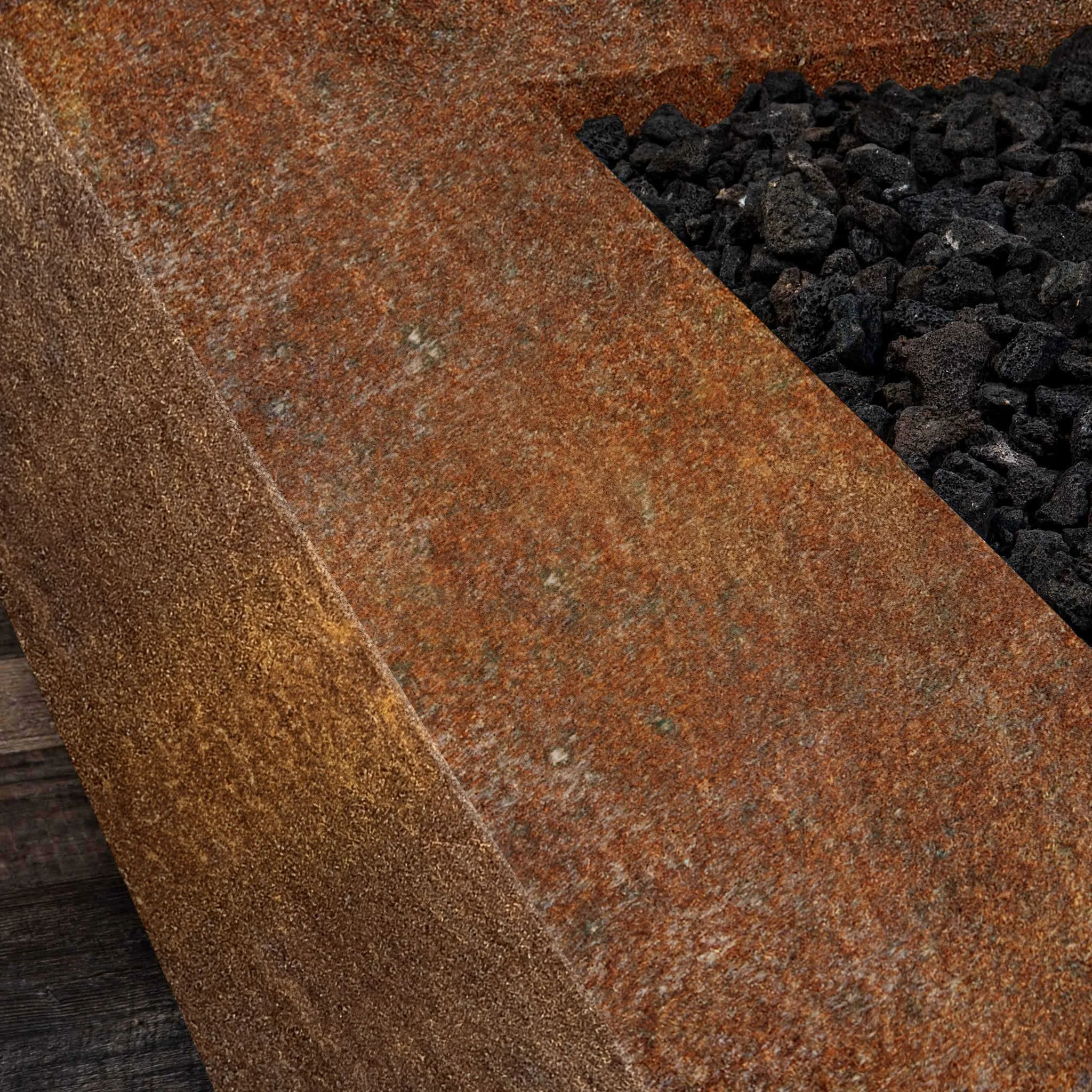 Starfire Designs Metal Gravity 48" x 24" Linear Corten Steel Gas Fire Pit with Propane Tank Access Door