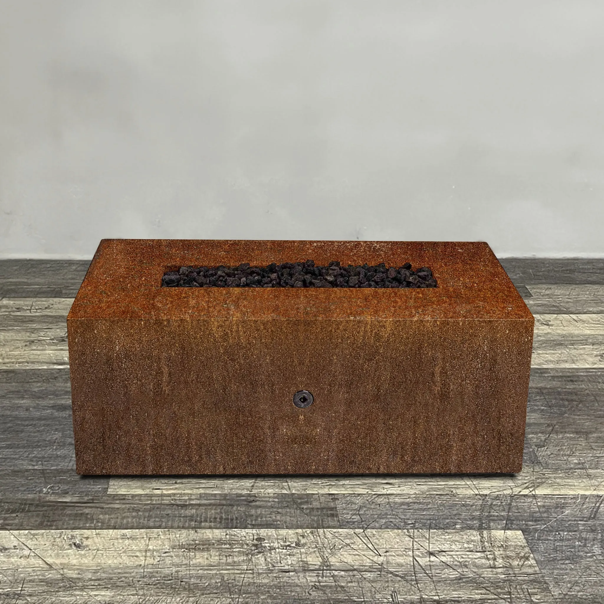 Starfire Designs Metal Gravity 48" x 24" Linear Corten Steel Gas Fire Pit with Propane Tank Access Door