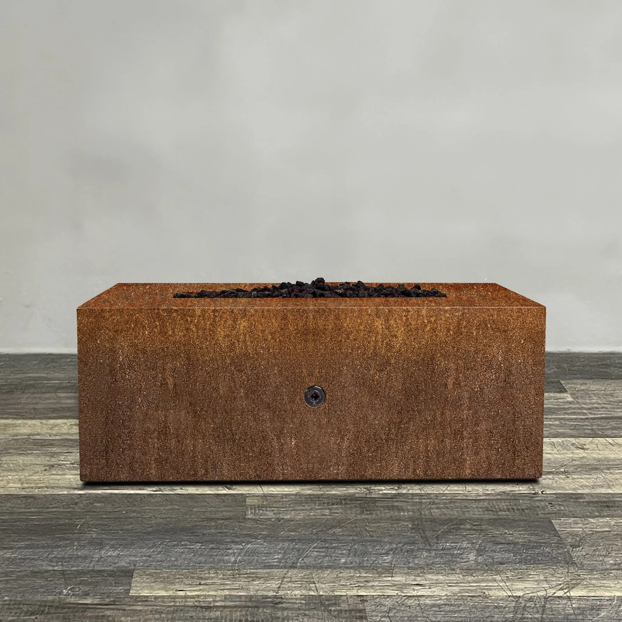 Starfire Designs Metal Gravity 48" x 24" Linear Corten Steel Gas Fire Pit with Propane Tank Access Door