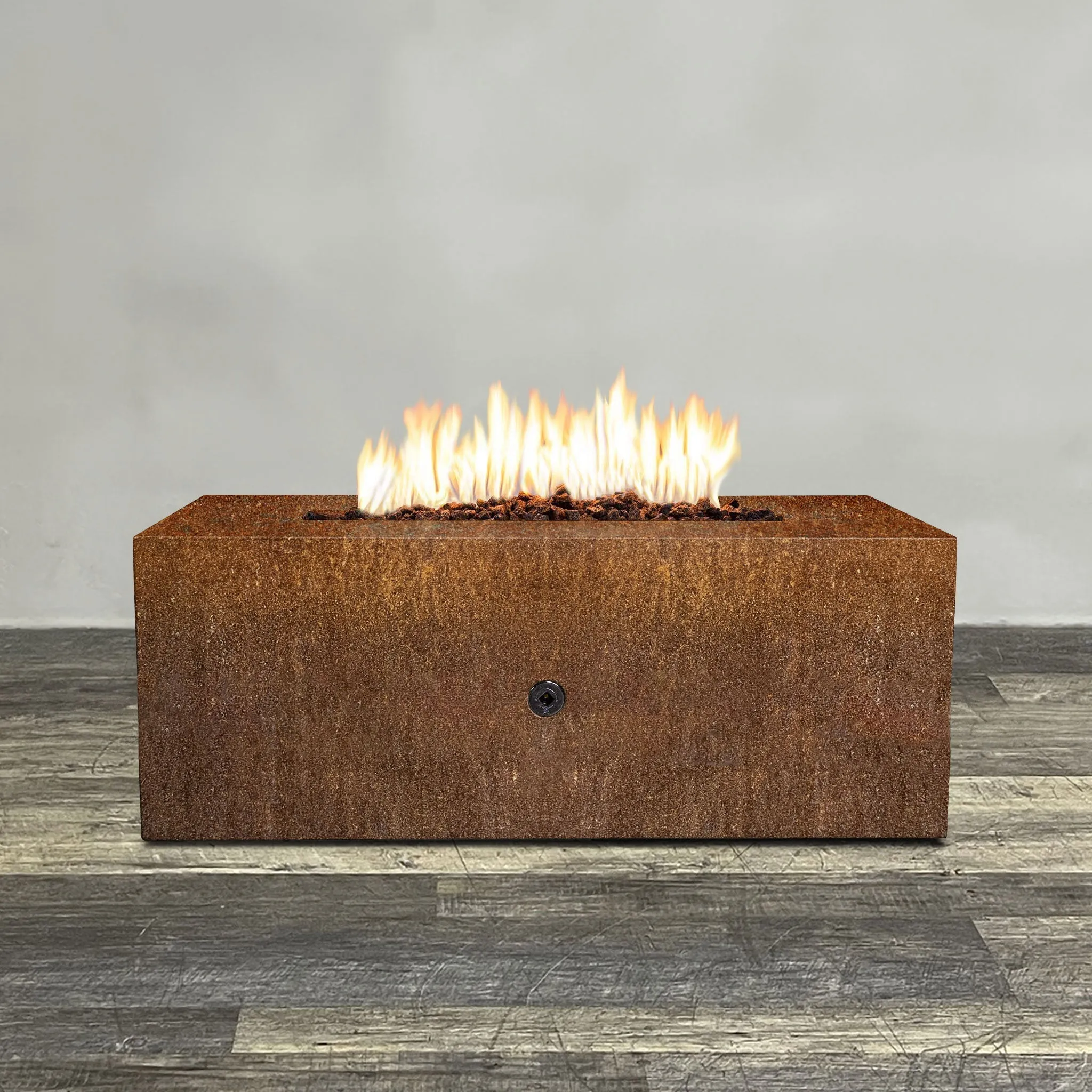 Starfire Designs Metal Gravity 48" x 24" Linear Corten Steel Gas Fire Pit with Propane Tank Access Door