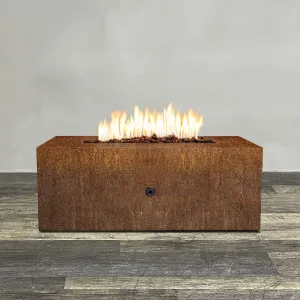 Starfire Designs Metal Gravity 48" x 24" Linear Corten Steel Gas Fire Pit with Propane Tank Access Door