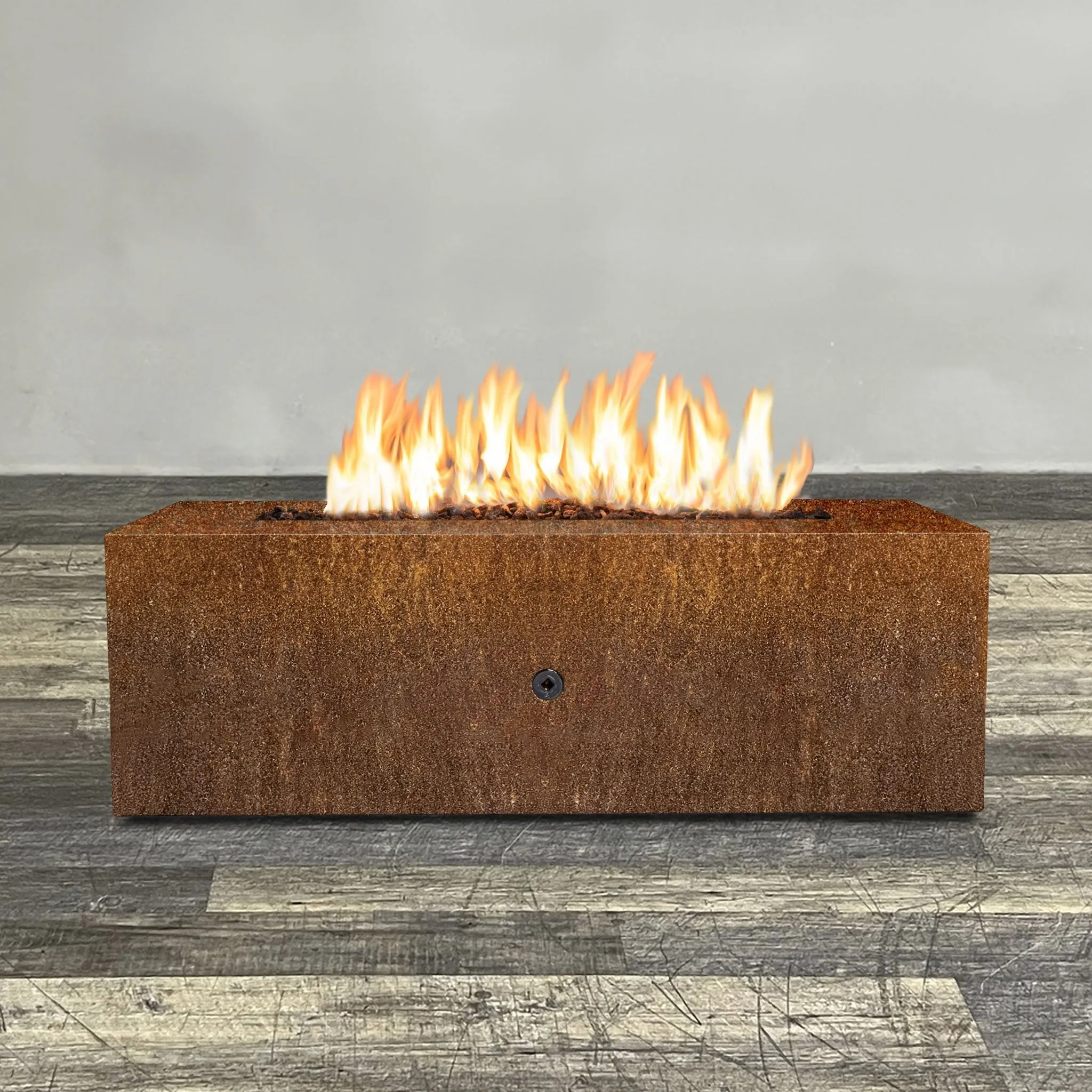 Starfire Designs Metal Gravity 60" x 24" Linear Corten Steel Gas Fire Pit with Propane Tank Access Door