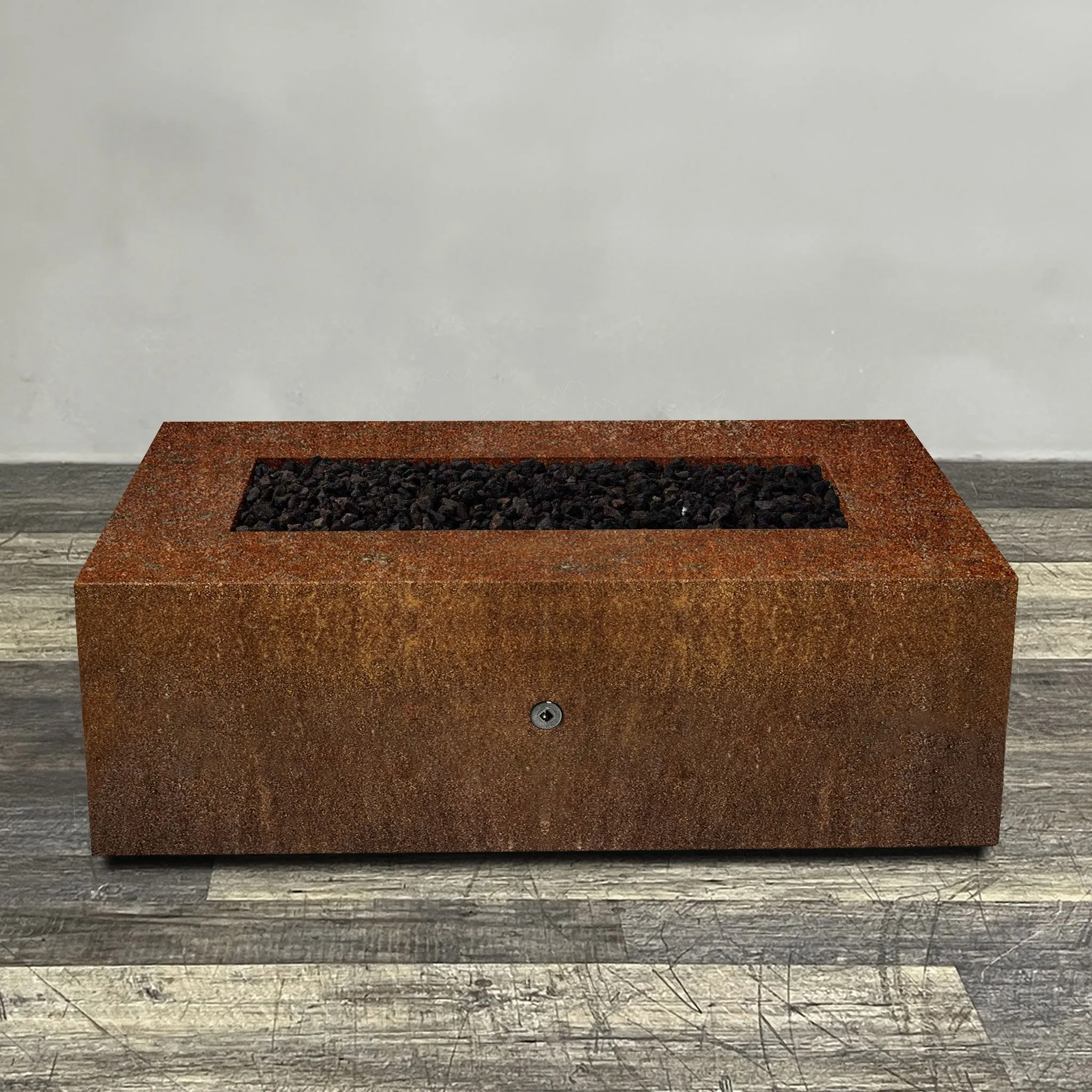Starfire Designs Metal Gravity 60" x 32" Rectangle Corten Steel Gas Fire Pit with Propane Tank Access Door