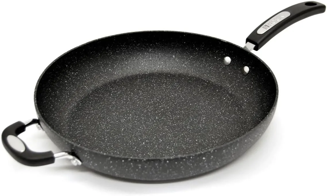 Starfrit The Rock Classic 12.5" (32cm) Non-Stick Deep Fry Pan with Helper Handle - Durable Forged Aluminum - Oven Safe - PFOA Free - Easy to Clean