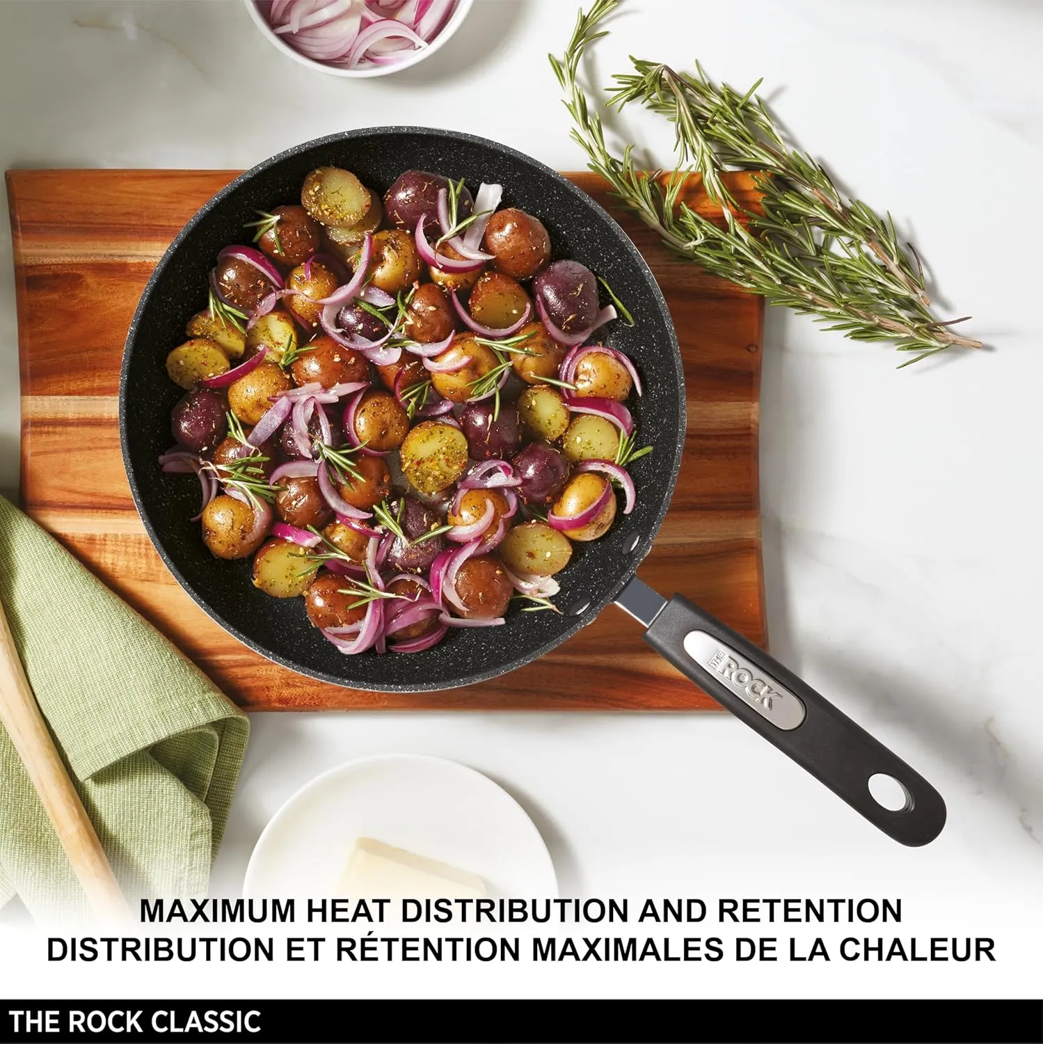 Starfrit The Rock Classic 12.5" (32cm) Non-Stick Deep Fry Pan with Helper Handle - Durable Forged Aluminum - Oven Safe - PFOA Free - Easy to Clean