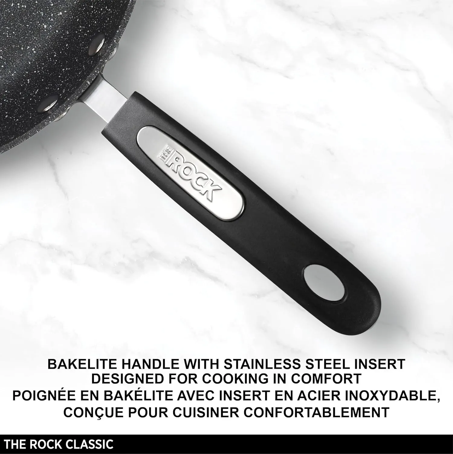 Starfrit The Rock Classic 12.5" (32cm) Non-Stick Deep Fry Pan with Helper Handle - Durable Forged Aluminum - Oven Safe - PFOA Free - Easy to Clean