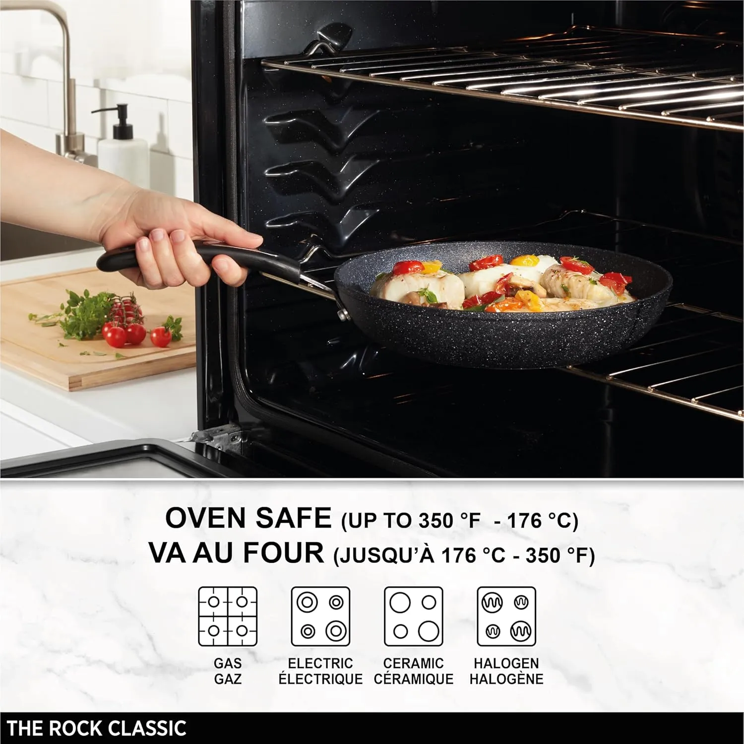 Starfrit The Rock Classic 12.5" (32cm) Non-Stick Deep Fry Pan with Helper Handle - Durable Forged Aluminum - Oven Safe - PFOA Free - Easy to Clean