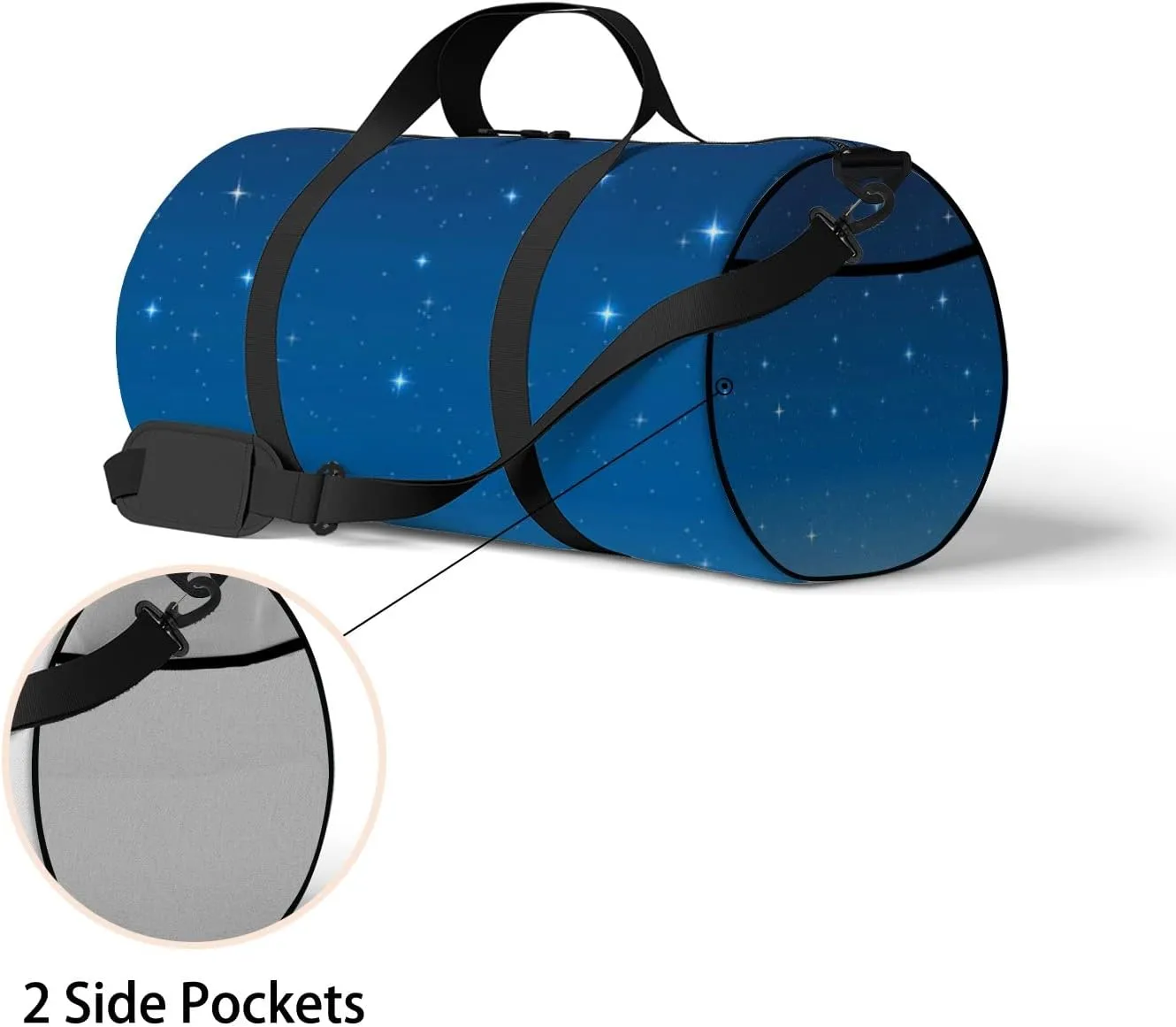 Stars Twinkle In The Blue Sky Sports Bag Tote Bag Waterproof Gym Bag with Shoulder Strap Zipper 2 Side Pockets for Men and Women, Travel and Storage Shoulder Bag.