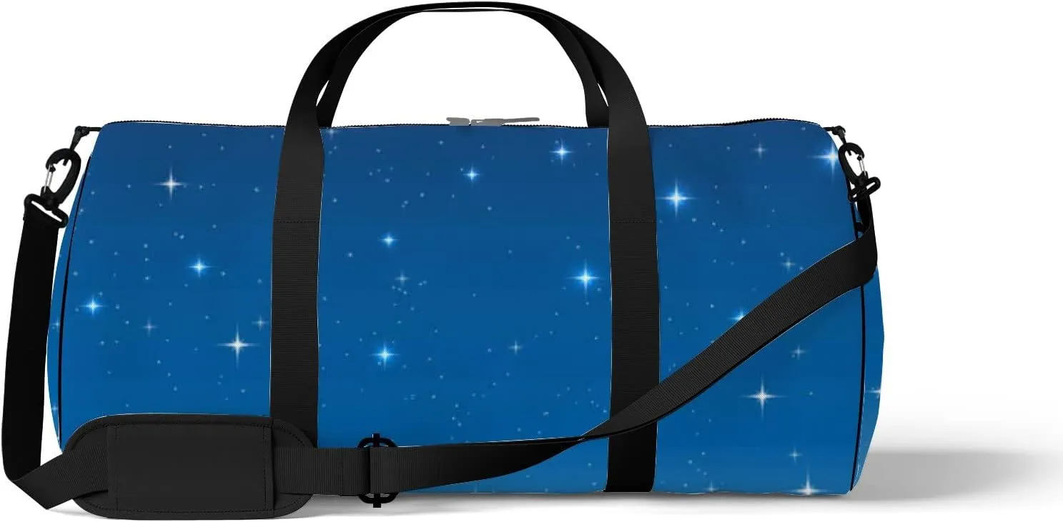Stars Twinkle In The Blue Sky Sports Bag Tote Bag Waterproof Gym Bag with Shoulder Strap Zipper 2 Side Pockets for Men and Women, Travel and Storage Shoulder Bag.