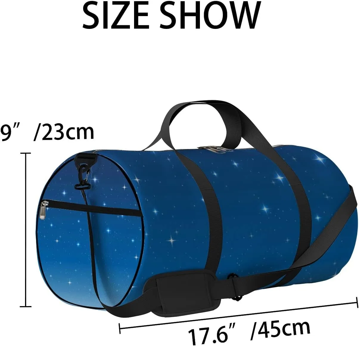 Stars Twinkle In The Blue Sky Sports Bag Tote Bag Waterproof Gym Bag with Shoulder Strap Zipper 2 Side Pockets for Men and Women, Travel and Storage Shoulder Bag.