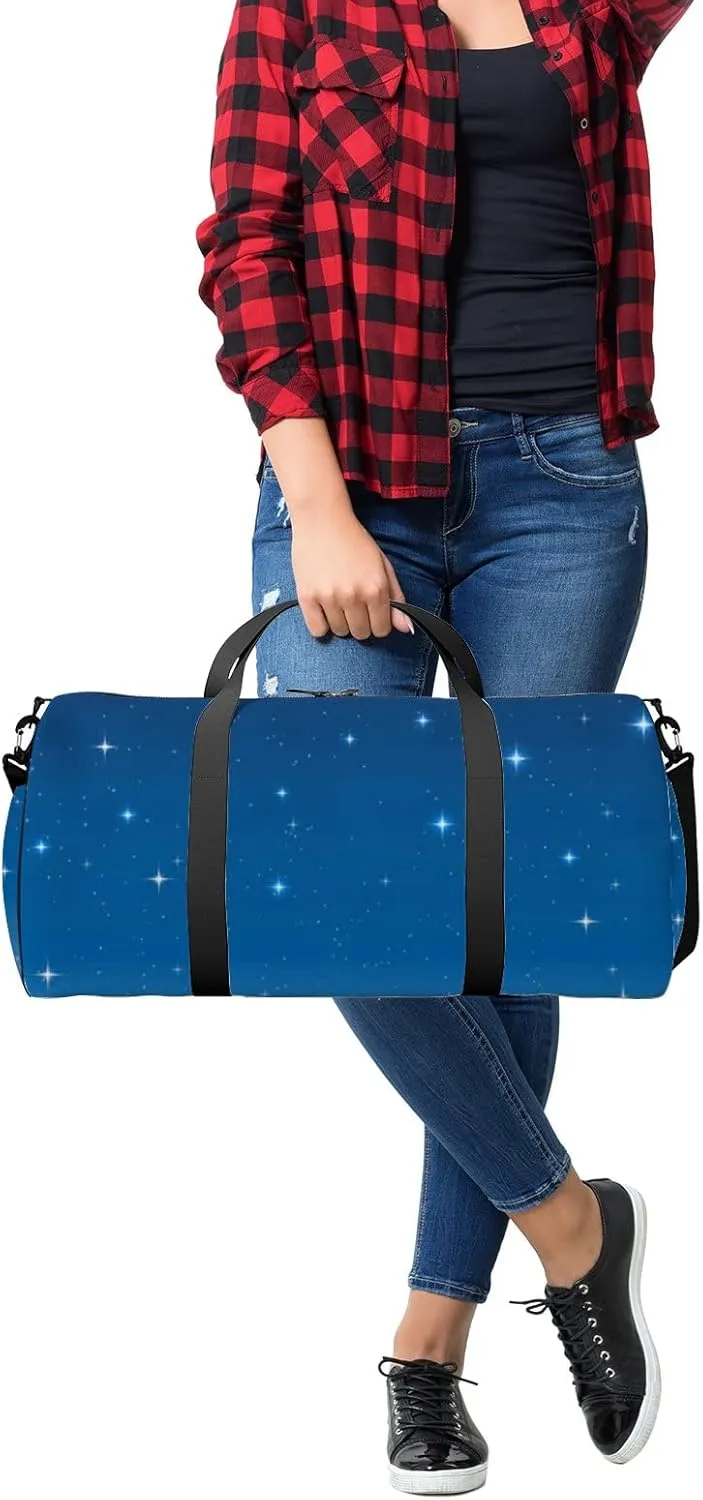 Stars Twinkle In The Blue Sky Sports Bag Tote Bag Waterproof Gym Bag with Shoulder Strap Zipper 2 Side Pockets for Men and Women, Travel and Storage Shoulder Bag.