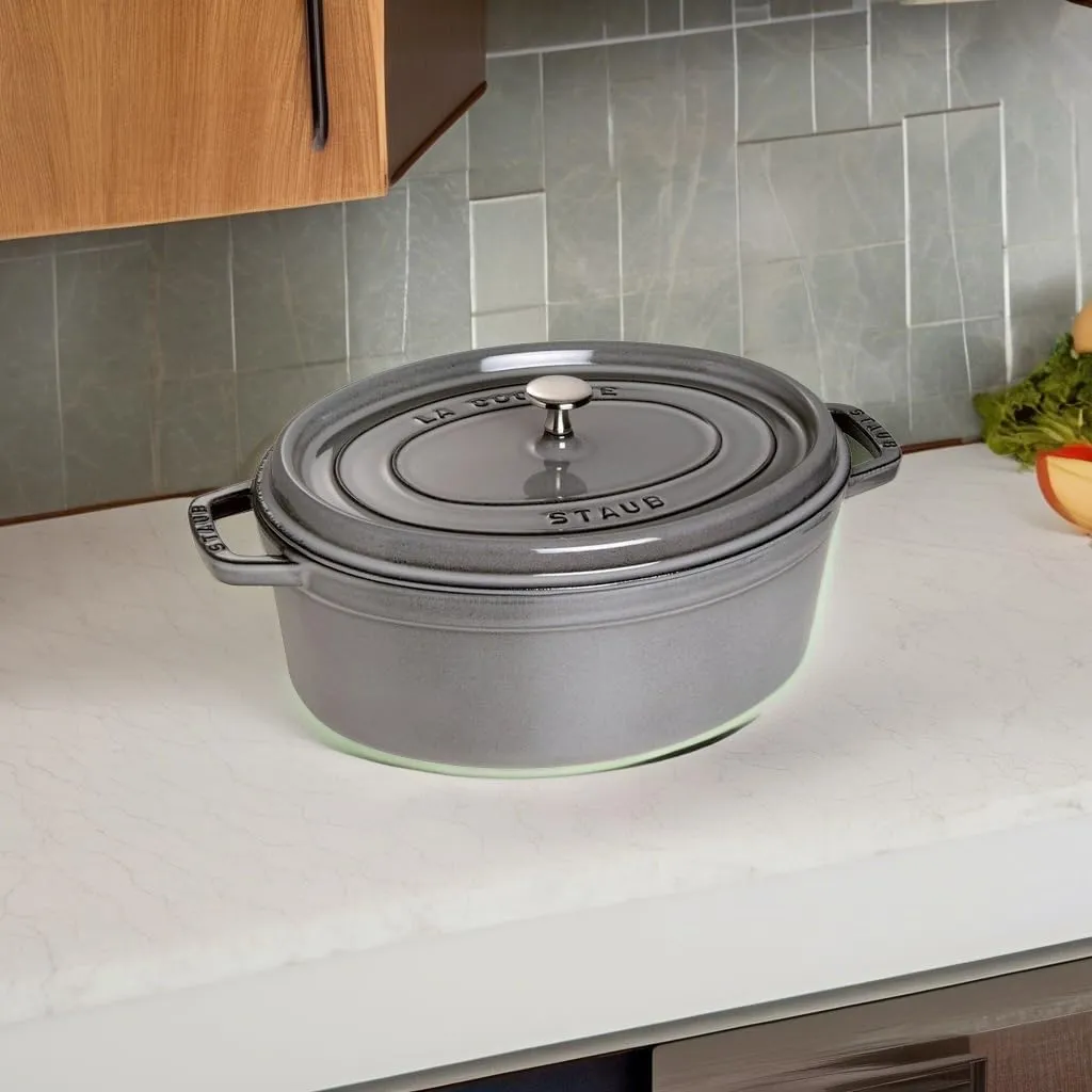 Staub Cast Iron 1-qt Oval Cocotte - Graphite Grey, Made in France