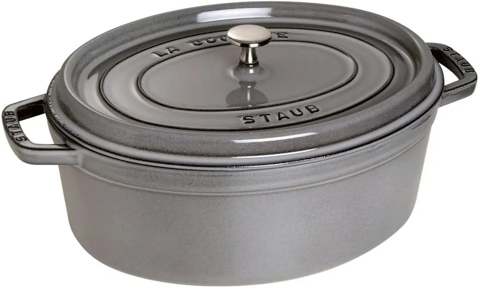 Staub Cast Iron 1-qt Oval Cocotte - Graphite Grey, Made in France