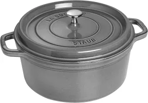 Staub Cast Iron 7-qt Round Cocotte - Graphite Grey, Made in France