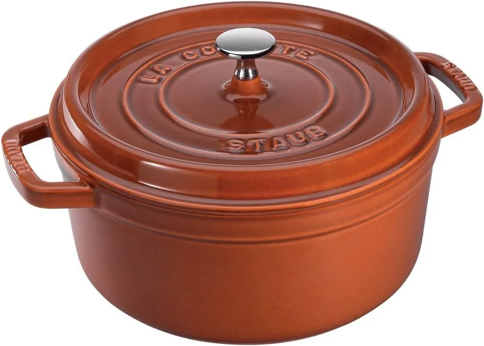 STAUB Cast Iron Dutch Oven 2.75-qt Round Cocotte, Made in France, Serves 2-3, Burnt Orange