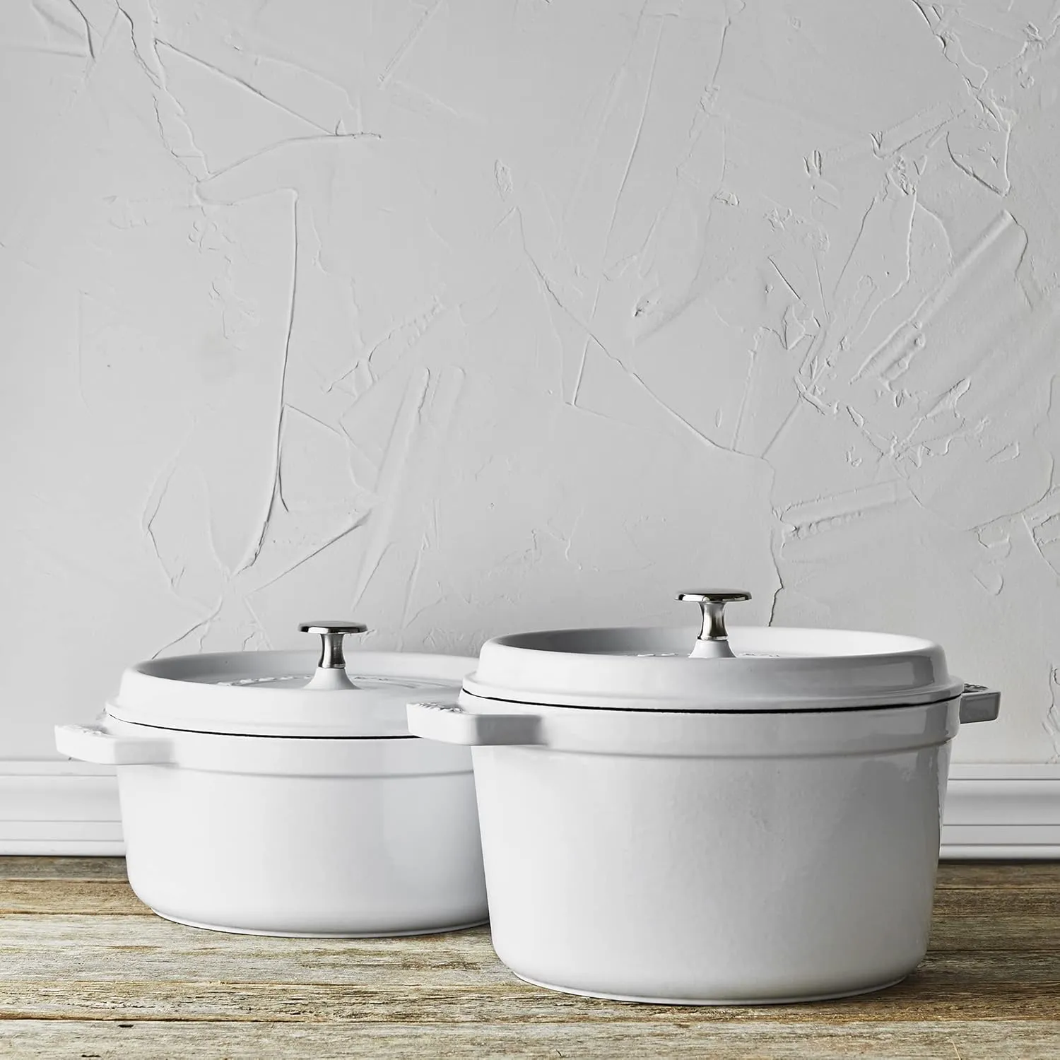 STAUB Cast Iron Dutch Oven 4-qt Round Cocotte, Made in France, Serves 3-4, White