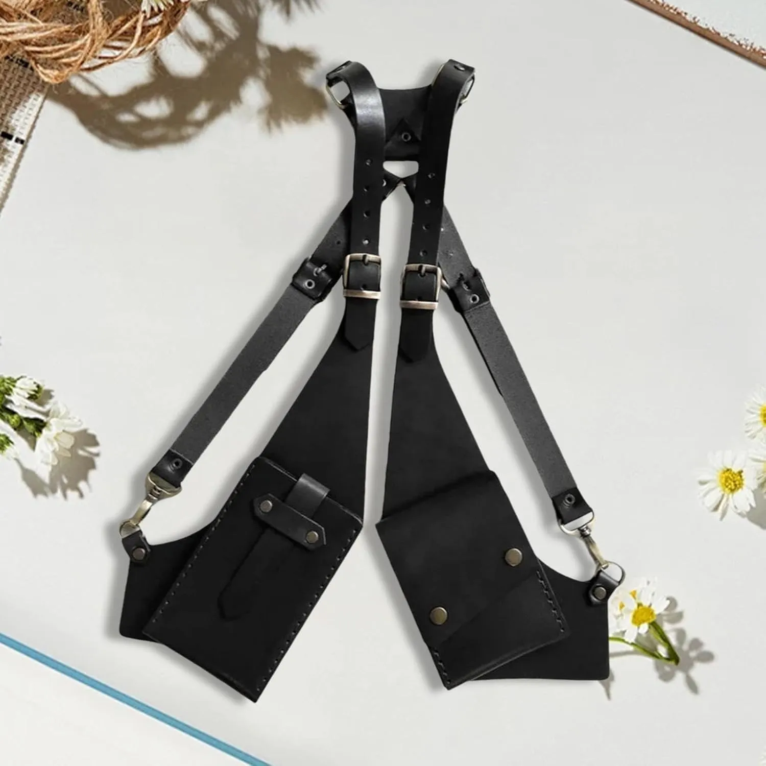 Steampunk Shoulder Harness Bag PU Underarm Shoulder Bag for Riding Hiking