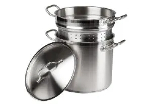 Stock Pot Set, 12 qt. with strainer, Stainless  SSDB-12S NRE # 020504