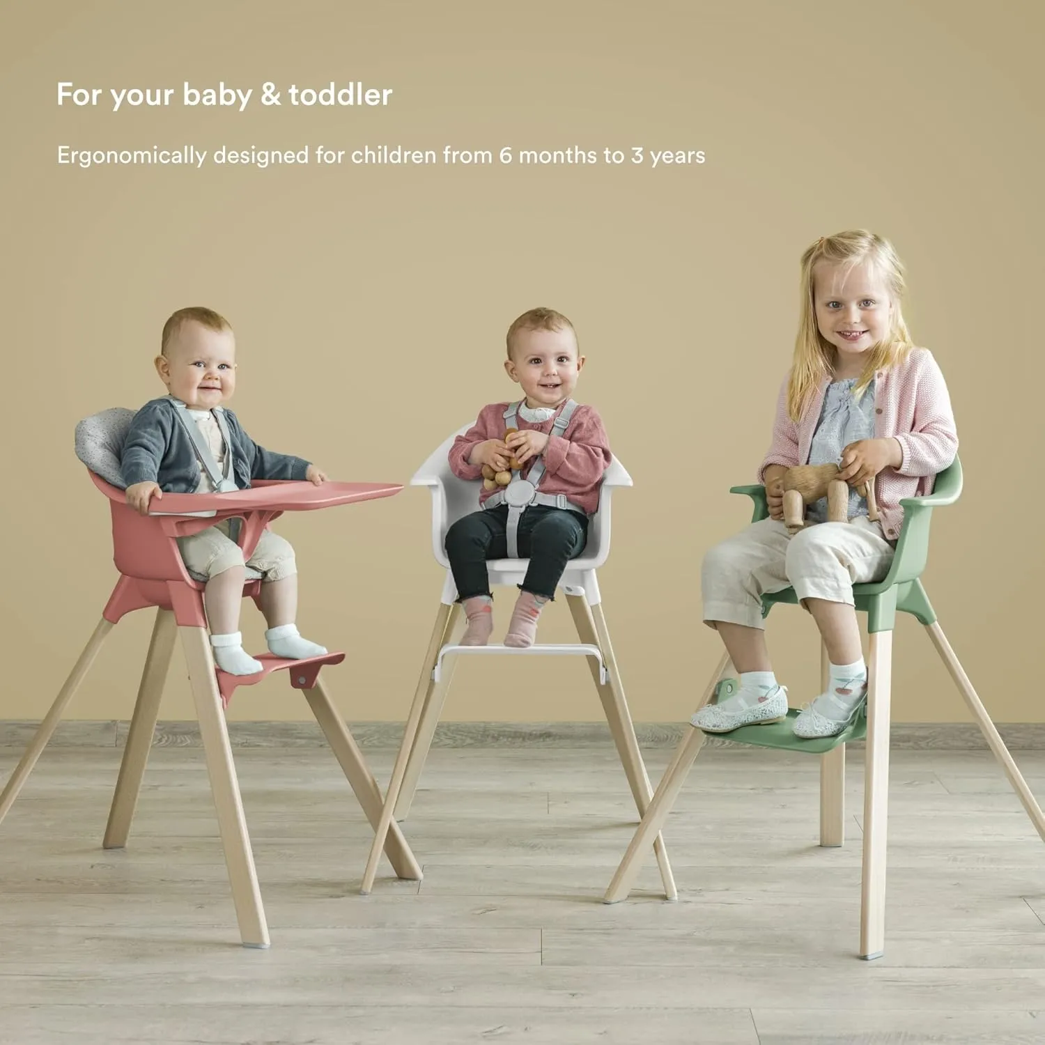 Stokke Clikk High Chair, Fjord Blue - All-in-One High Chair with Tray   Harness - Light, Durable & Travel Friendly - Ergonomic with Adjustable Features - Best for 6-36 Months or Up to 33 lbs