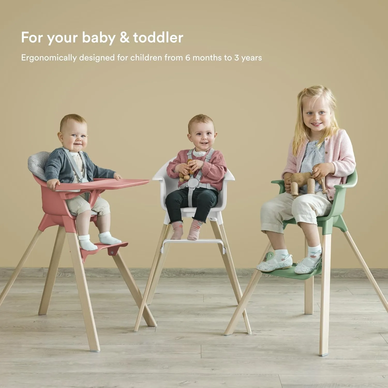 Stokke Clikk High Chair, Glacier Green - All-in-One High Chair with Tray   Harness - Light, Durable & Travel Friendly - Ergonomic with Adjustable Features - Best for 6-36 Months or Up to 33 lbs