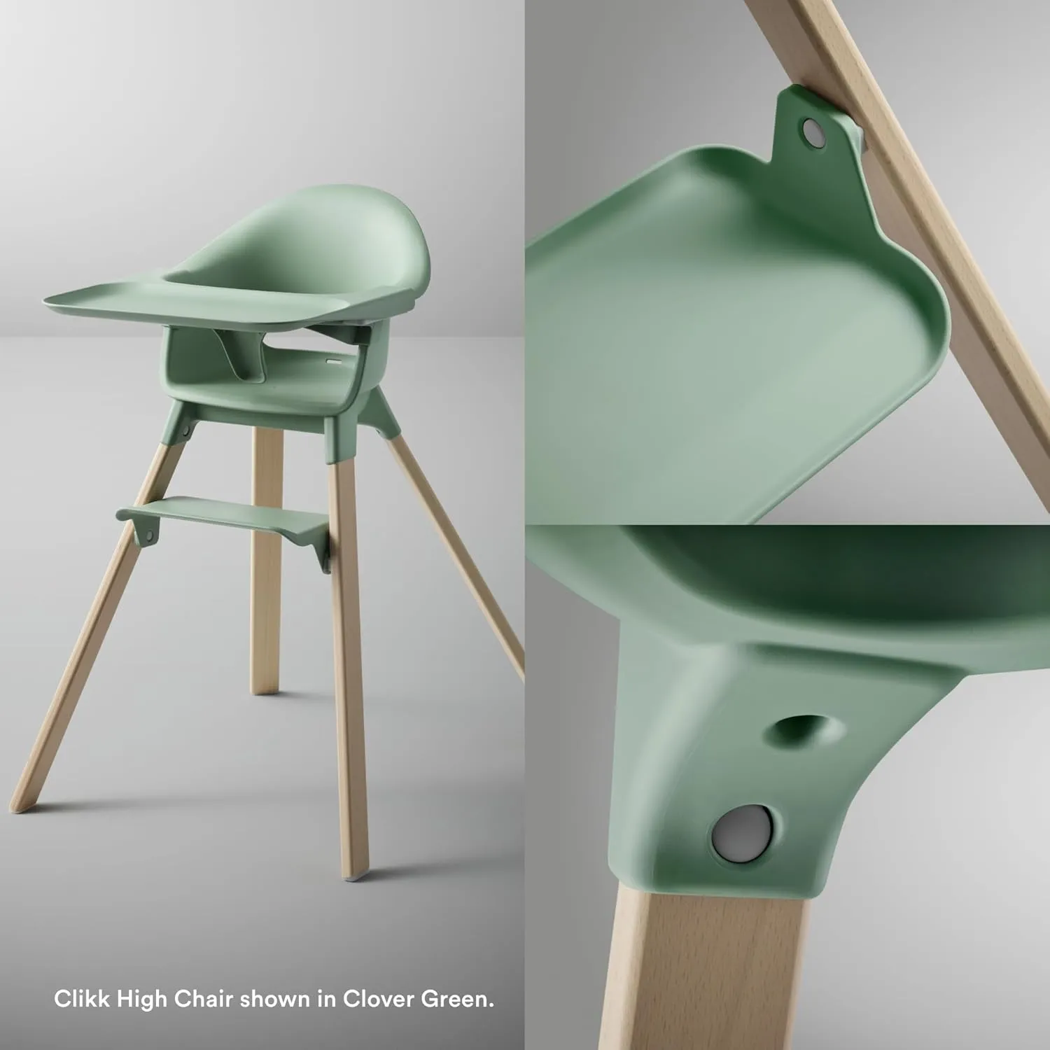 Stokke Clikk High Chair, Glacier Green - All-in-One High Chair with Tray   Harness - Light, Durable & Travel Friendly - Ergonomic with Adjustable Features - Best for 6-36 Months or Up to 33 lbs