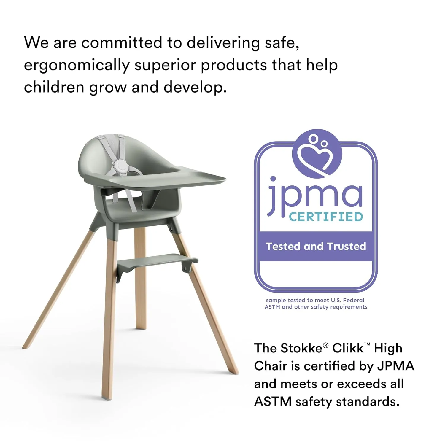 Stokke Clikk High Chair, Glacier Green - All-in-One High Chair with Tray   Harness - Light, Durable & Travel Friendly - Ergonomic with Adjustable Features - Best for 6-36 Months or Up to 33 lbs