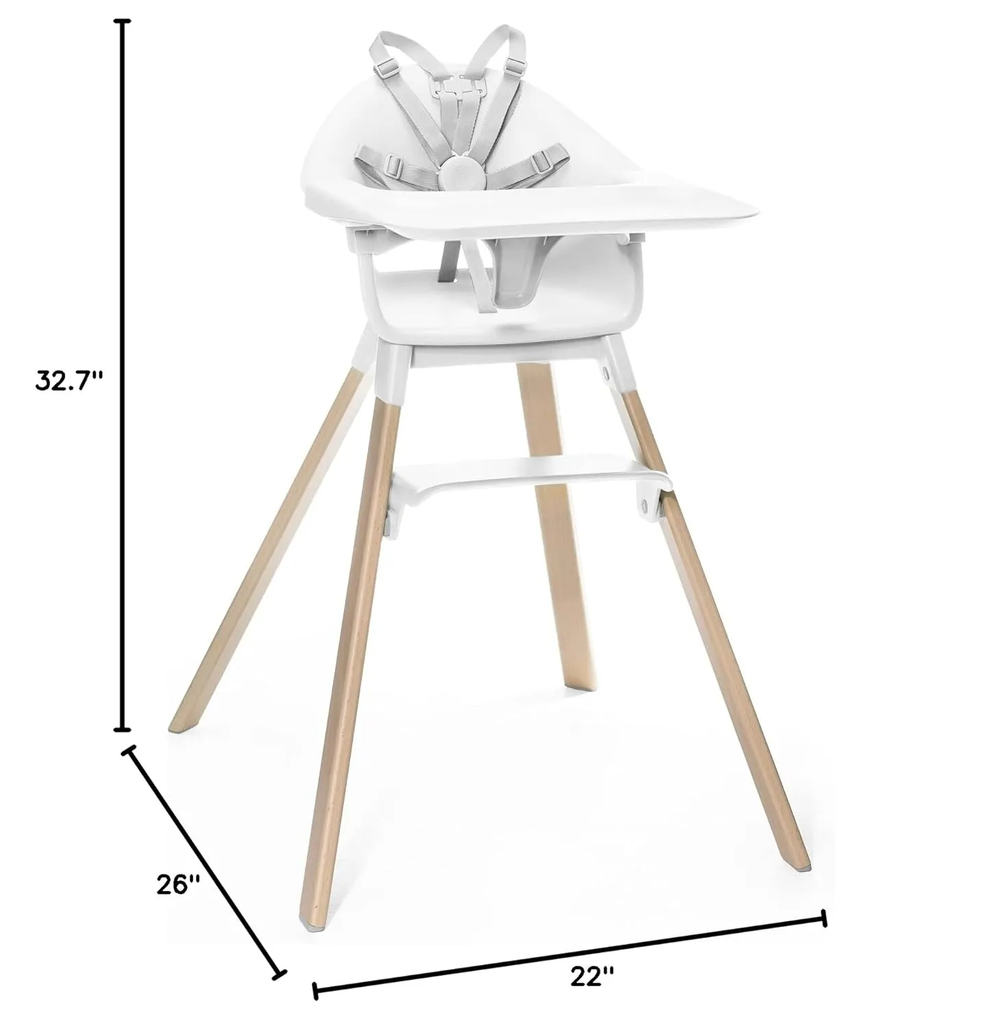 Stokke Clikk High Chair, White - All-in-One High Chair with Tray   Harness - Light, Durable & Travel Friendly - Ergonomic with Adjustable Features - Best for 6-36 Months or Up to 33 lbs