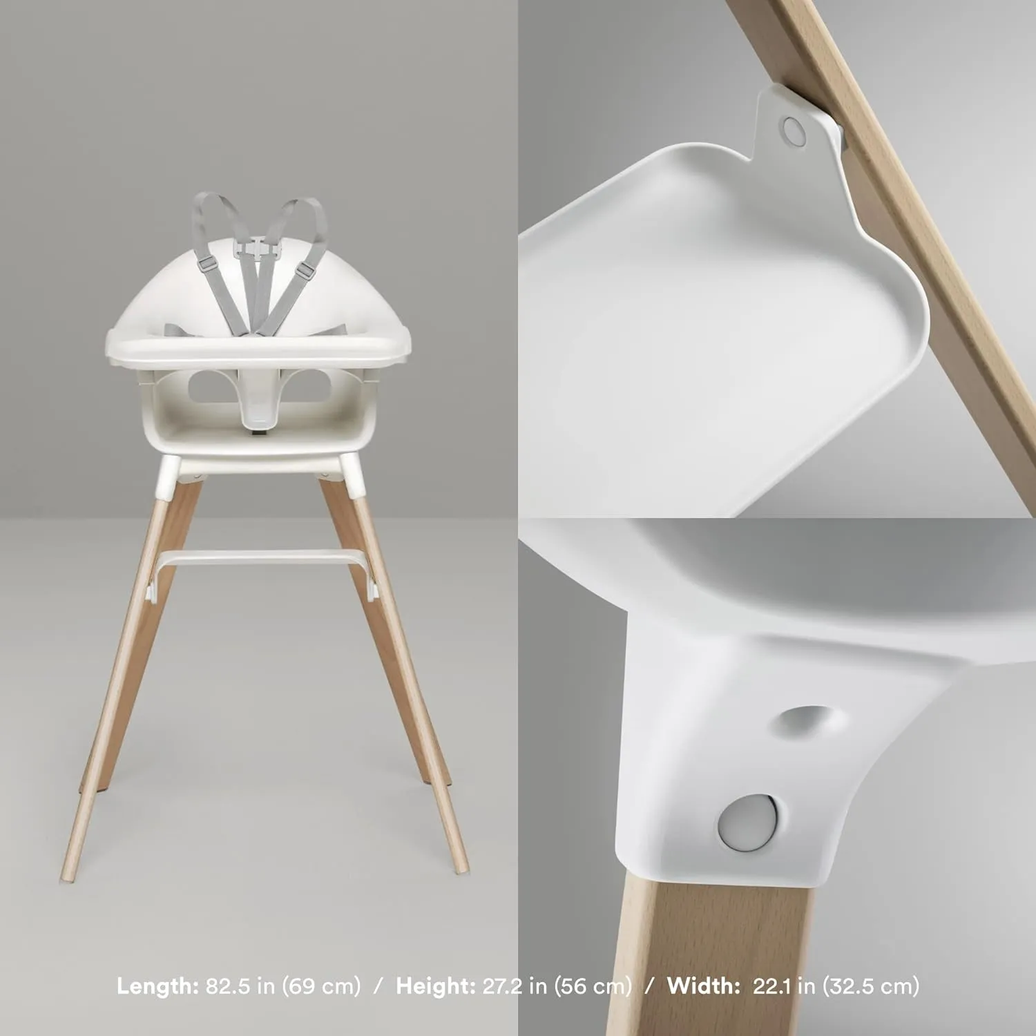 Stokke Clikk High Chair, White - All-in-One High Chair with Tray   Harness - Light, Durable & Travel Friendly - Ergonomic with Adjustable Features - Best for 6-36 Months or Up to 33 lbs