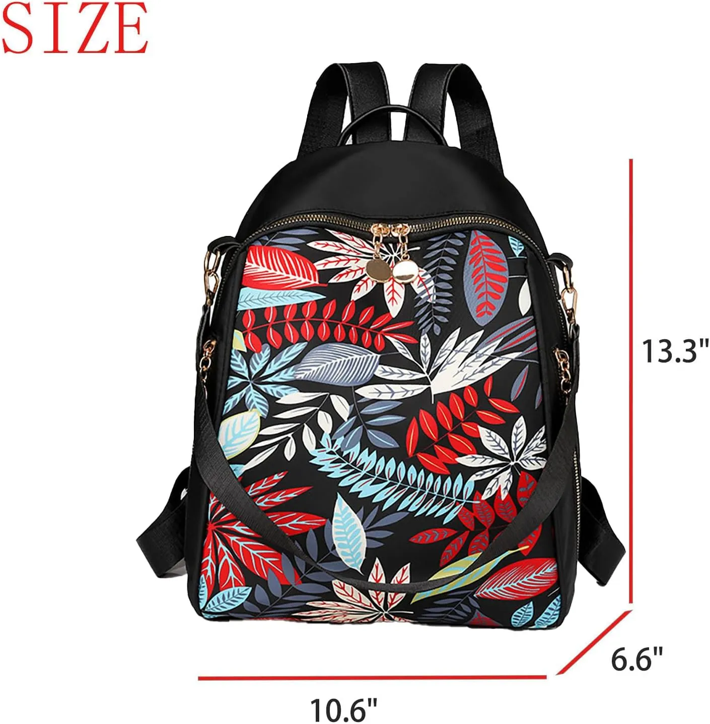 Stylish Casual Print College Work Backpack Shoulder Bag Outdoor Travel Backpack with Anti Theft Pocket Daypack (Red Leaf)