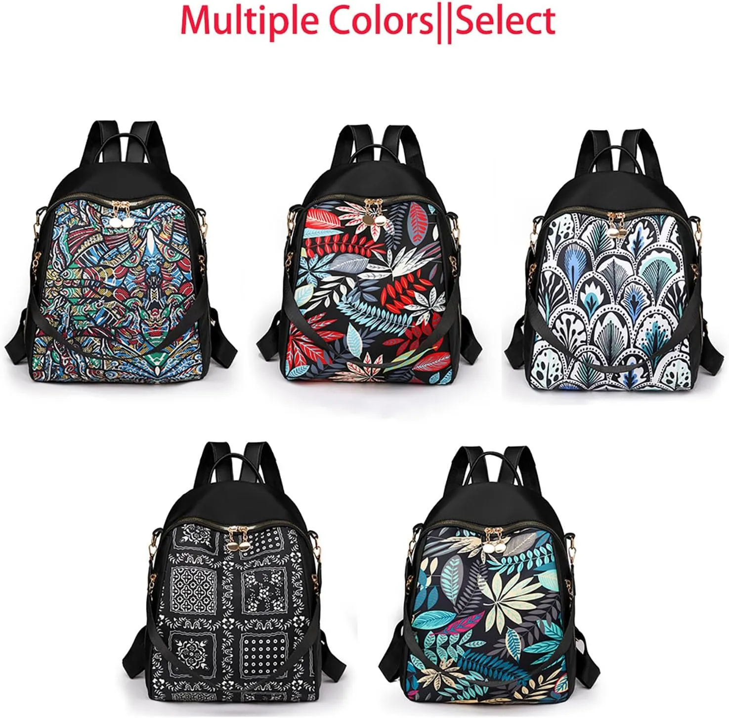 Stylish Casual Print College Work Backpack Shoulder Bag Outdoor Travel Backpack with Anti Theft Pocket Daypack (Red Leaf)