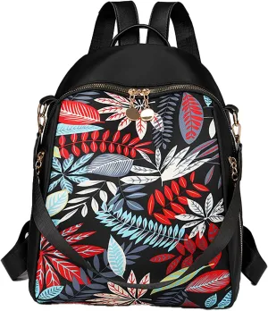 Stylish Casual Print College Work Backpack Shoulder Bag Outdoor Travel Backpack with Anti Theft Pocket Daypack (Red Leaf)