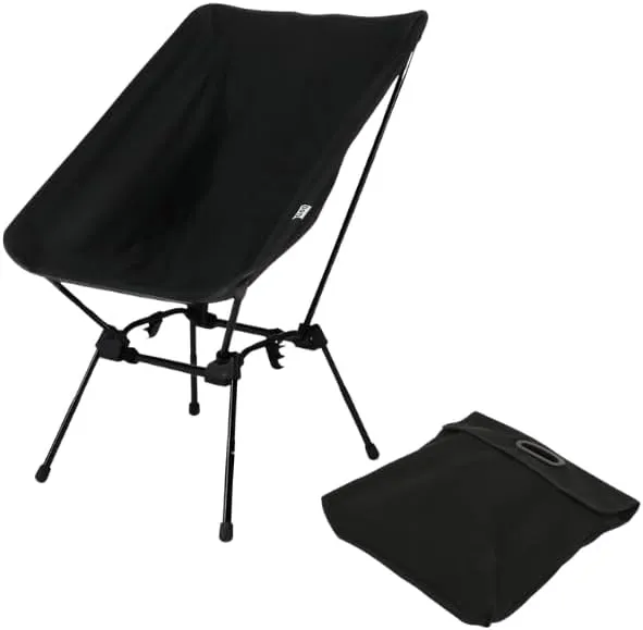 Sugoi Chair - A Portable Camping and Backpacking Chair - Adjustable to The Ideal Height and Seating - Angle for Any Outdoor Activity - Black