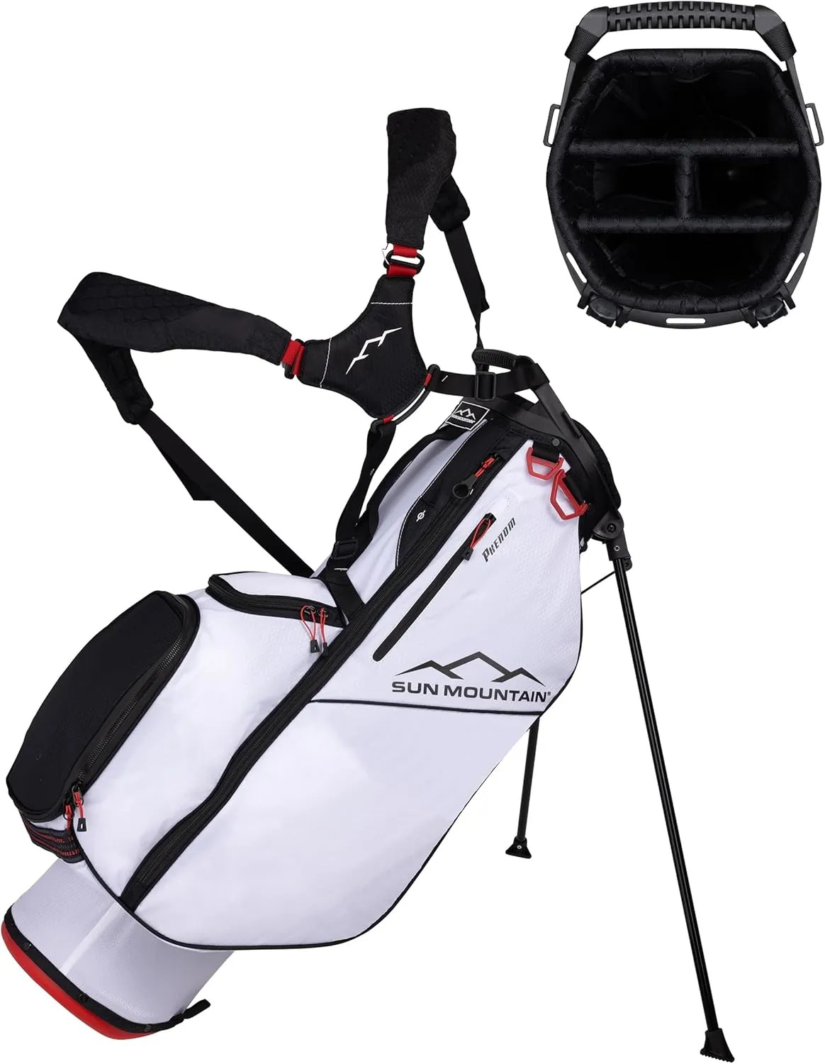 Sun Mountain 2025 Phenom Stand Bag - Durable Golf Bag with Six Pockets for Ample Storage - Features an Ergonomic EZ-Fit Dual Strap System and a Matching Rain Hood