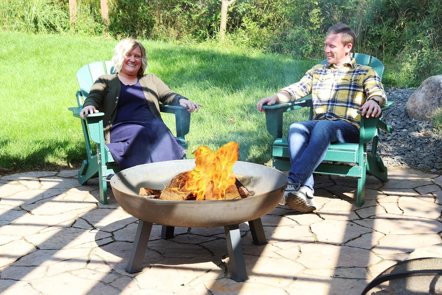 Sunnydaze 34-Inch Cast Iron Heavy-Duty Fire Pit for Outside - Wood-Burning Outdoor Fire Pit Bowl with Handles - Steel Finish