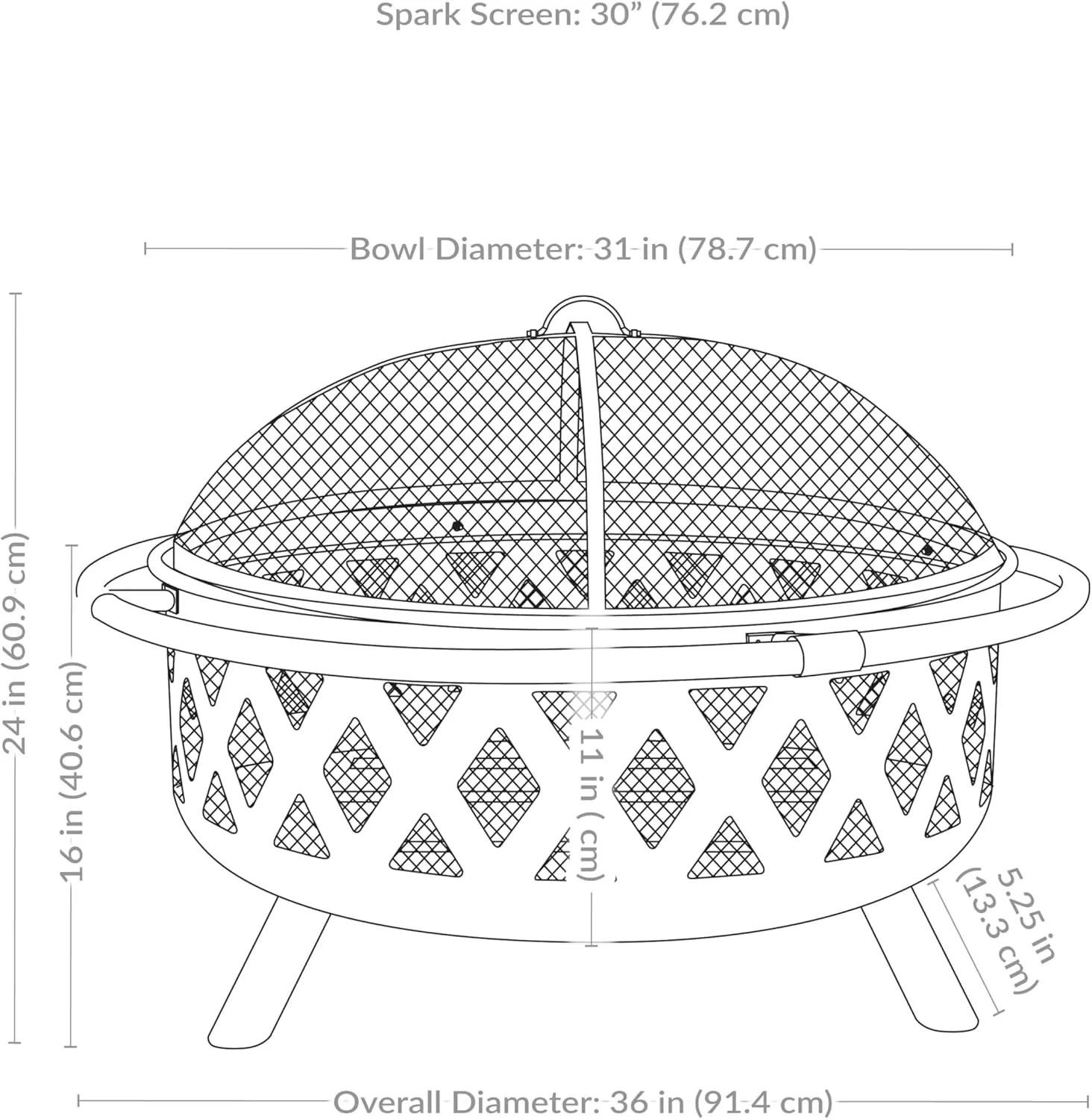 Sunnydaze Crossweave Outdoor Fire Pit - Wood-Burning Fire Pit for Outside with Spark Screen, Poker and Round Cover - 36-Inch - Black