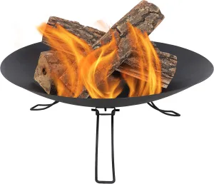 Sunnydaze Portable Folding Fire Pit- Outdoor Classic Ebony 24" Wood-Burning Steel Raised Fire Bowl - Patio, Backyard, and Camping Fire Bowl - Round Bowl with 3 Foldable Legs