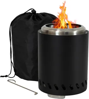 Sunnydaze Tabletop Smokeless Fire Pit with Storage Bag and Poker - Triple Burn - Pellet or Wood Burning - 9.75" H - Black