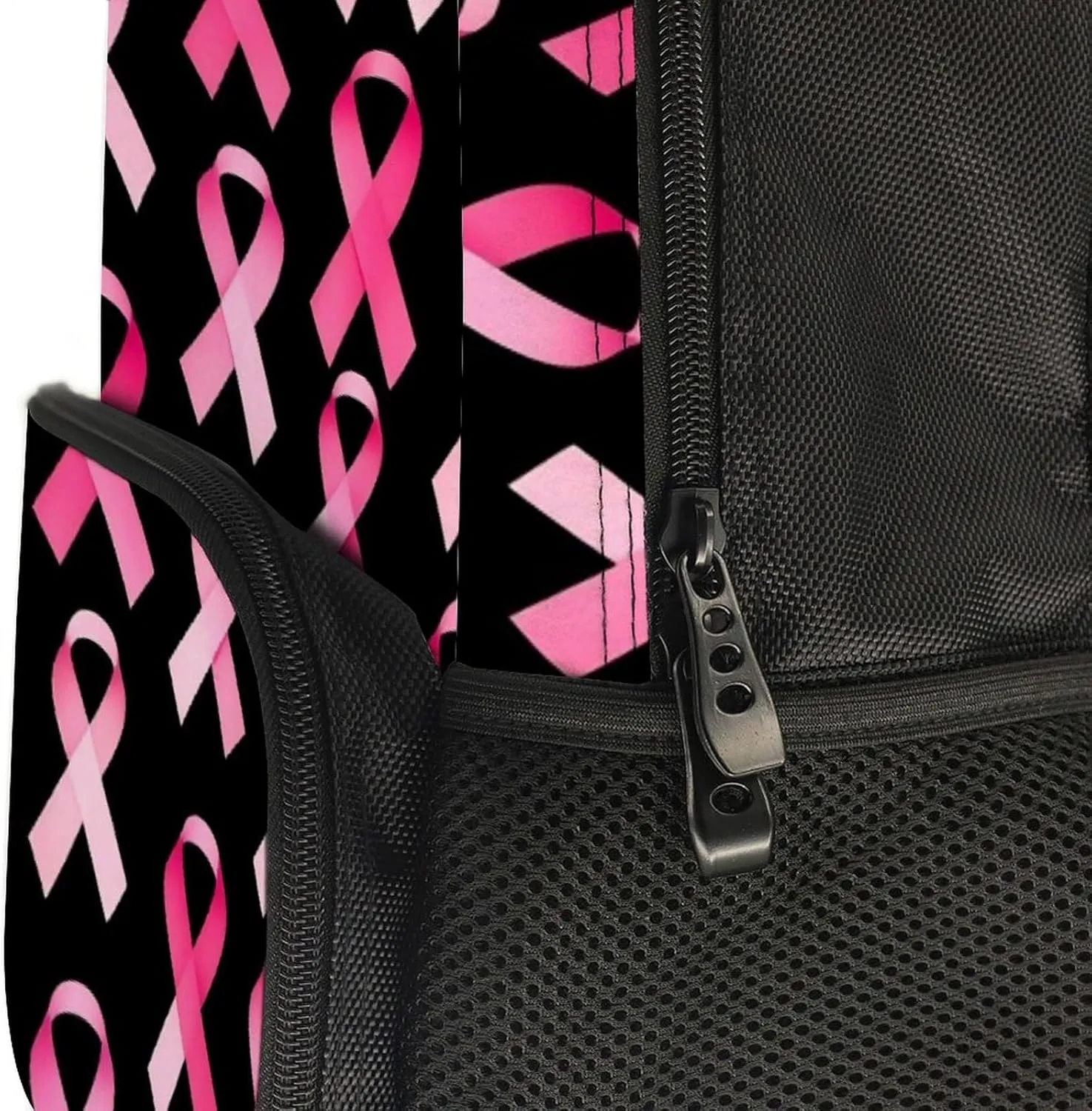 Supdreamc Breast Cancer Awareness Ribbons Pink Rucksack Polyester Anti-Theft Multipurpose Bookbag Big Capacity Travel and Sport Backpack Rucksack With Side Pockets
