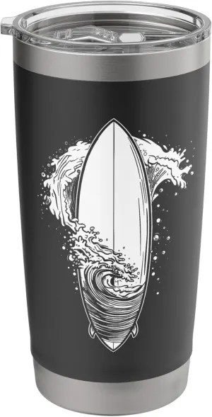 Surfboard Sketch Surfing Trip Stainless Steel Insulated Tumbler