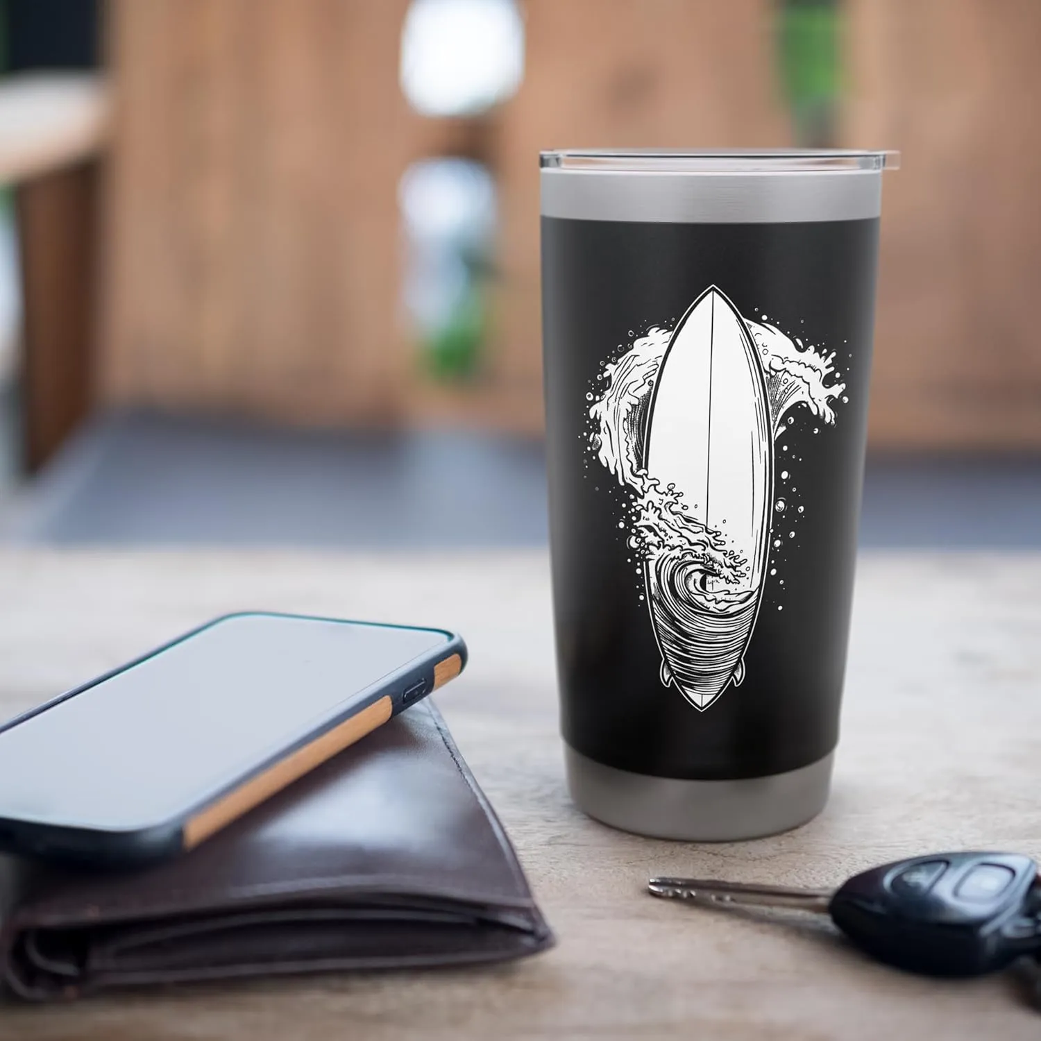Surfboard Sketch Surfing Trip Stainless Steel Insulated Tumbler