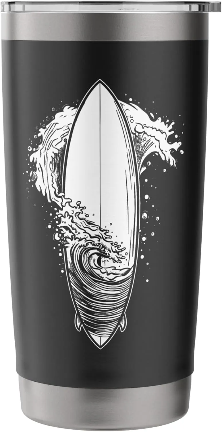 Surfboard Sketch Surfing Trip Stainless Steel Insulated Tumbler