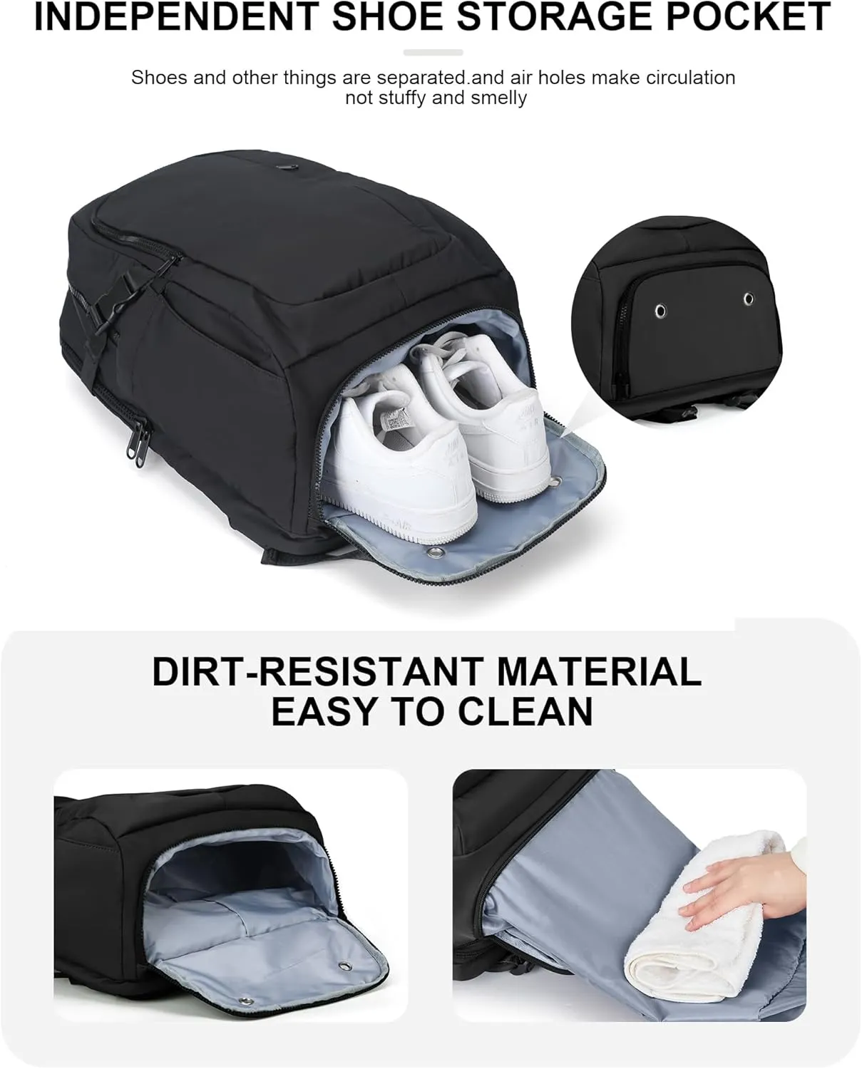 suwasp Large Travel Backpack for Women Men Airline Approved Carry On Personal Item Backpack Bag Frontier Airlines Personal Item Bag Flight Approved Luggage Backpack - Black
