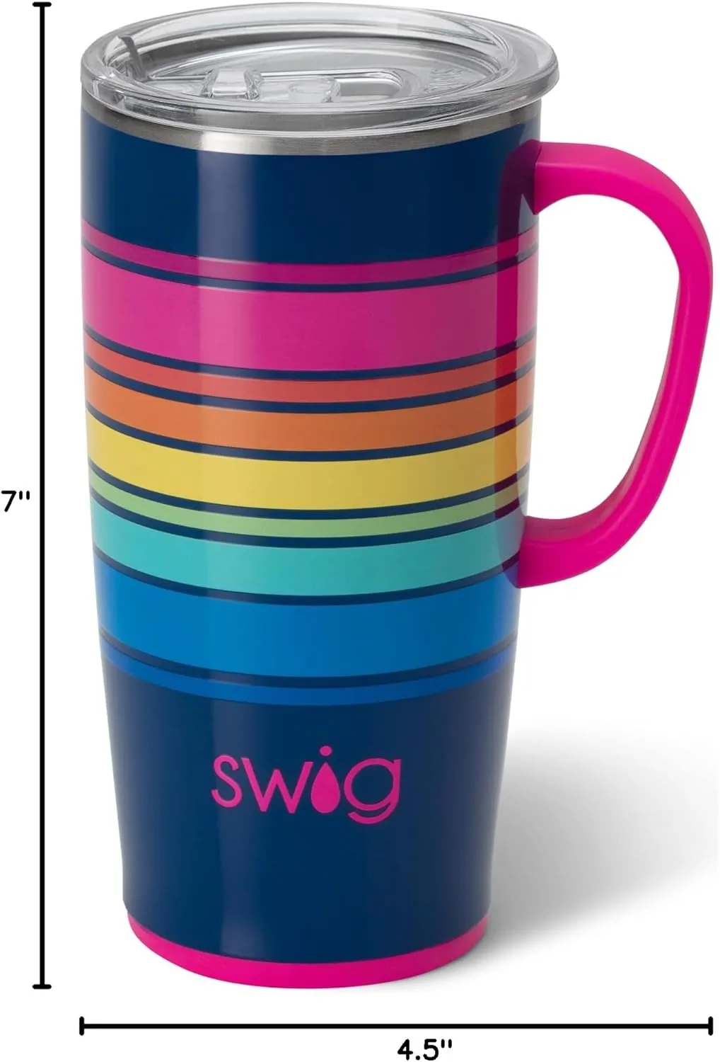 Swig Life 22oz Travel Mug, Insulated Tumbler with Handle and Lid, Cup Holder Friendly, Dishwasher Safe, Stainless Steel, Travel Coffee Cup, Insulated Mug with Lid (Electric Slide)