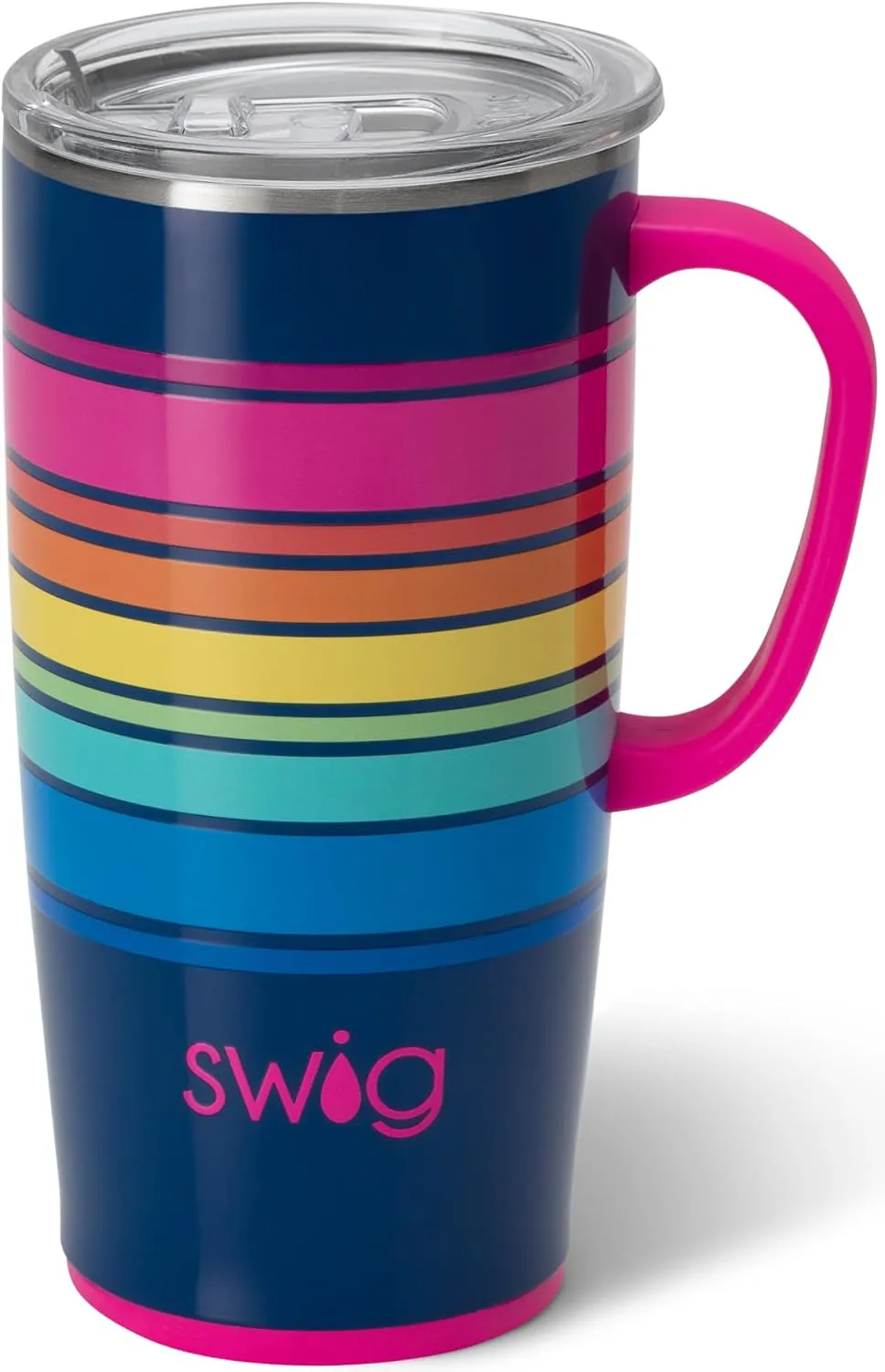 Swig Life 22oz Travel Mug, Insulated Tumbler with Handle and Lid, Cup Holder Friendly, Dishwasher Safe, Stainless Steel, Travel Coffee Cup, Insulated Mug with Lid (Electric Slide)